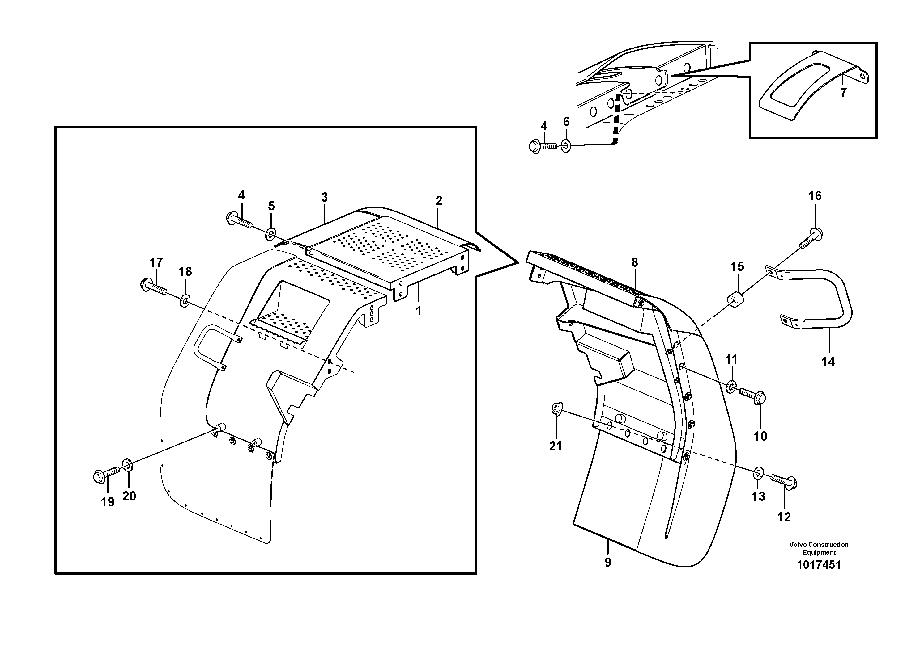 Схема запчастей Volvo L60E - 38986 Fender, rear L60E