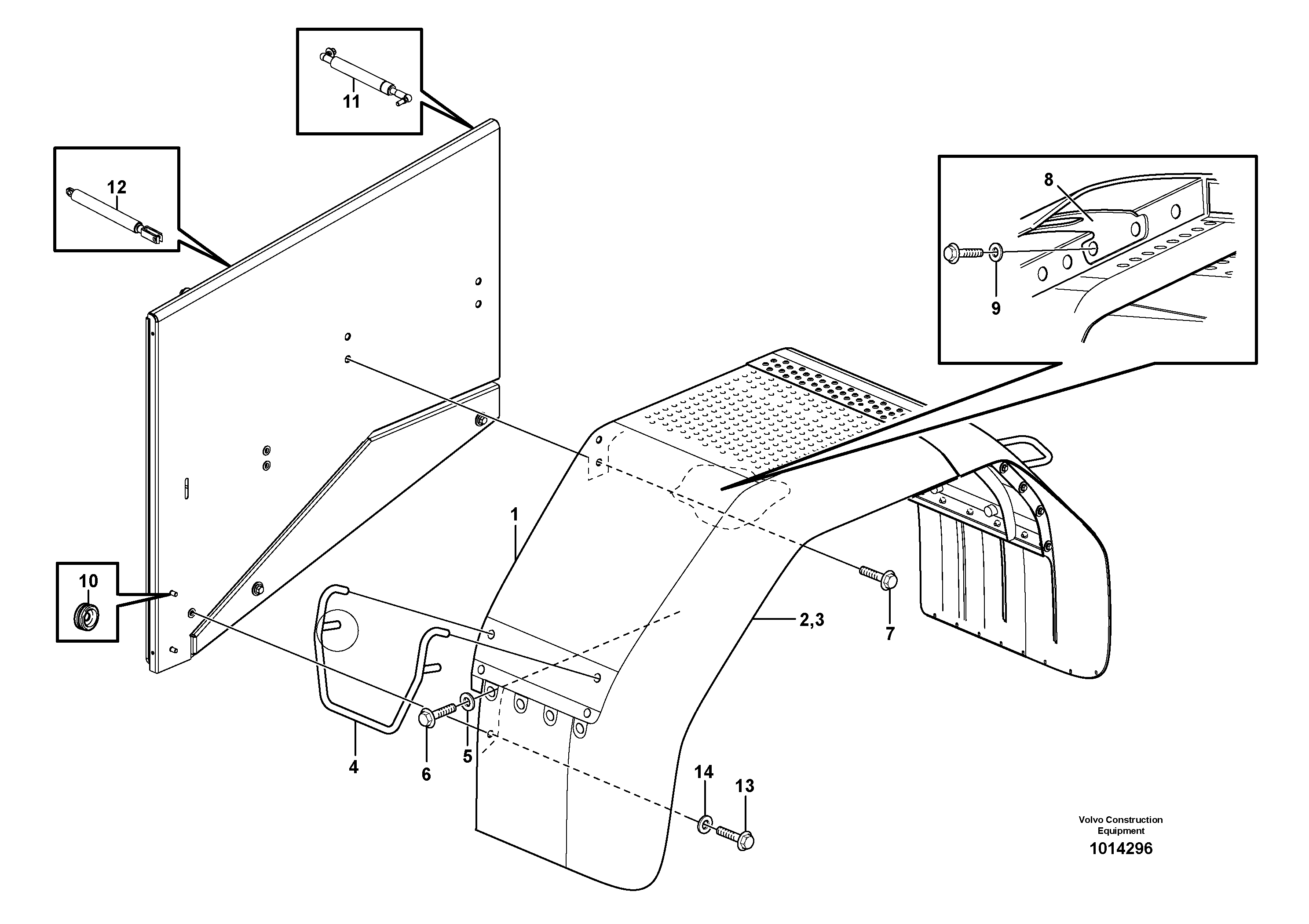 Схема запчастей Volvo L60E - 38987 Fender, rear L60E