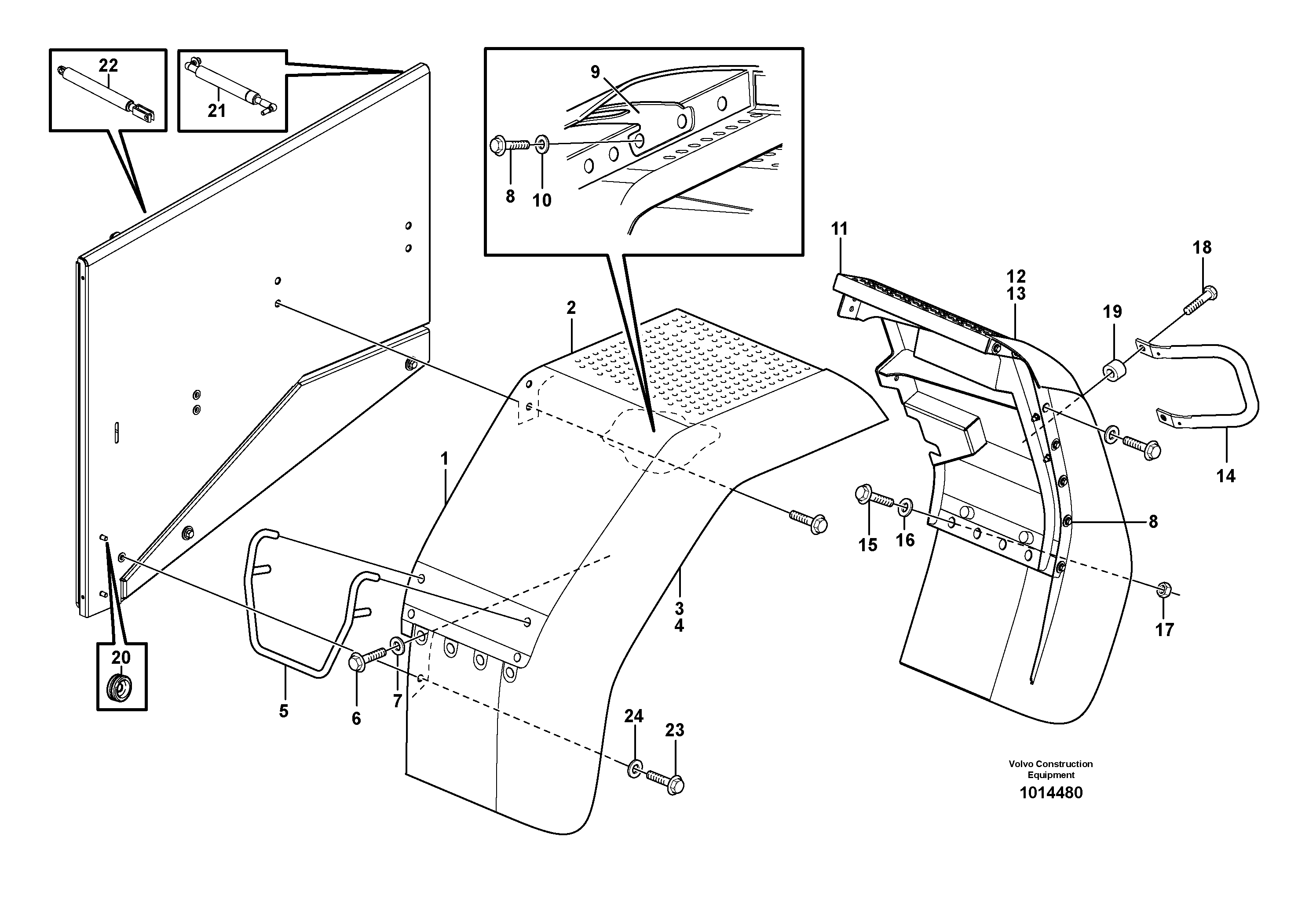 Схема запчастей Volvo L60E - 38988 Fender, rear L60E