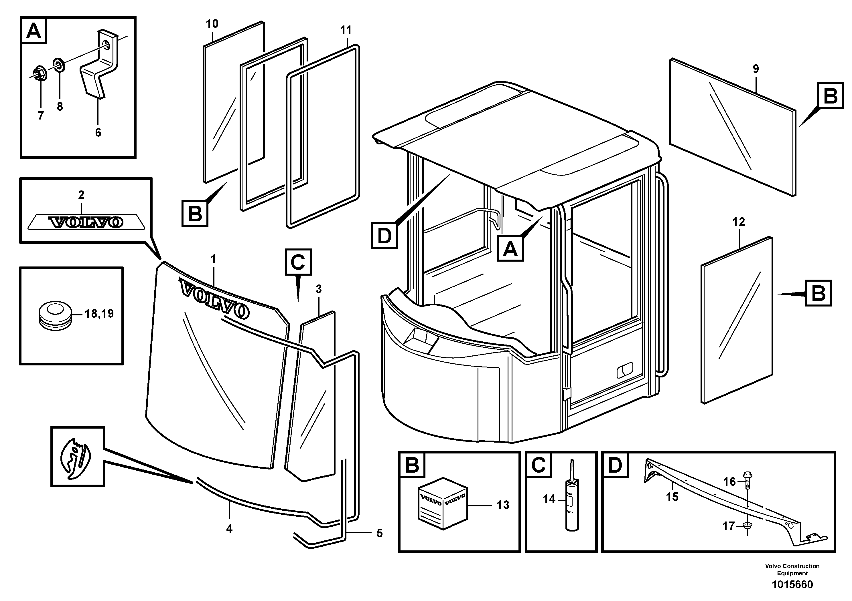 Схема запчастей Volvo L60E - 39509 Glass panes L60E