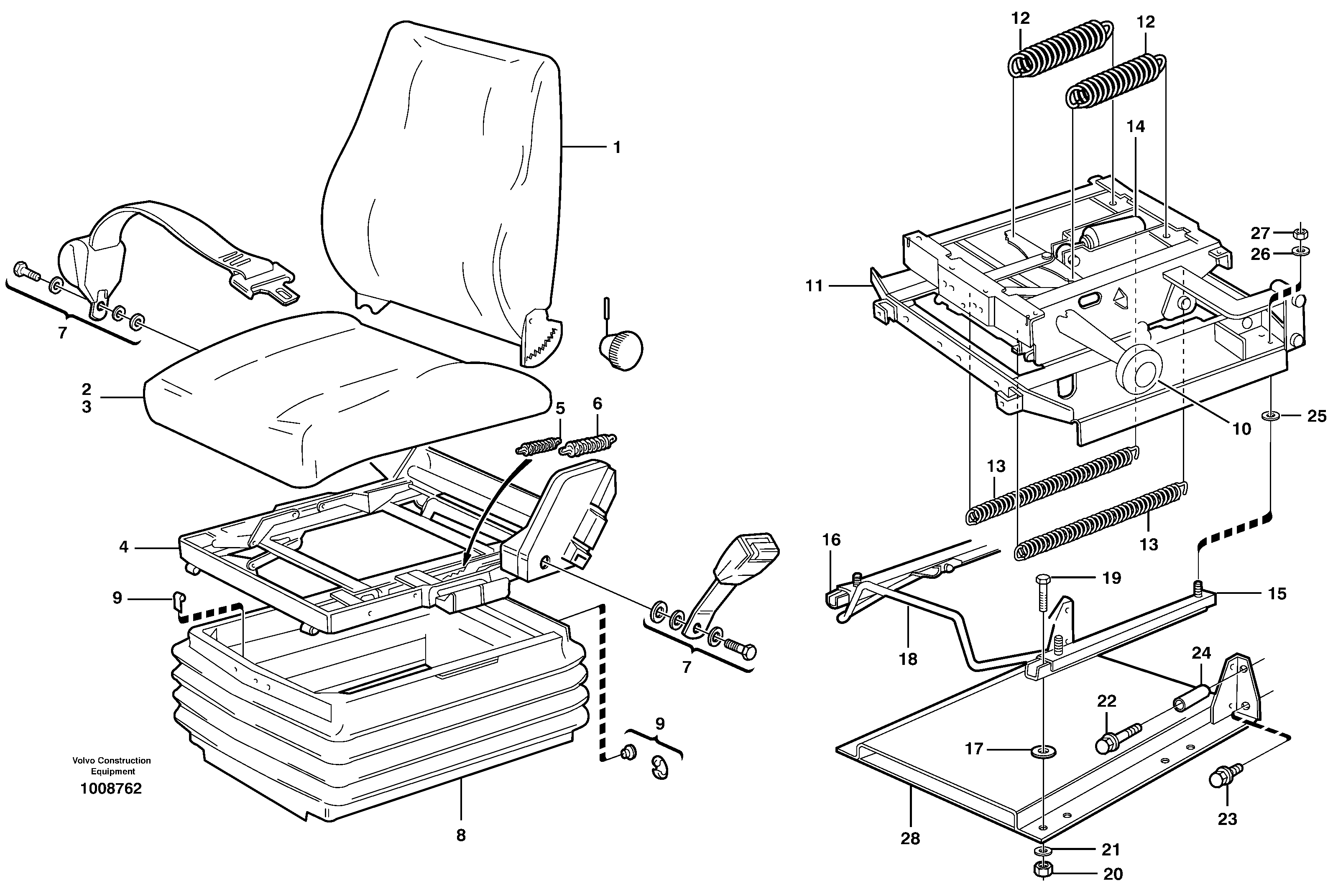 Схема запчастей Volvo L60E - 82178 Operator seat with fitting parts L60E