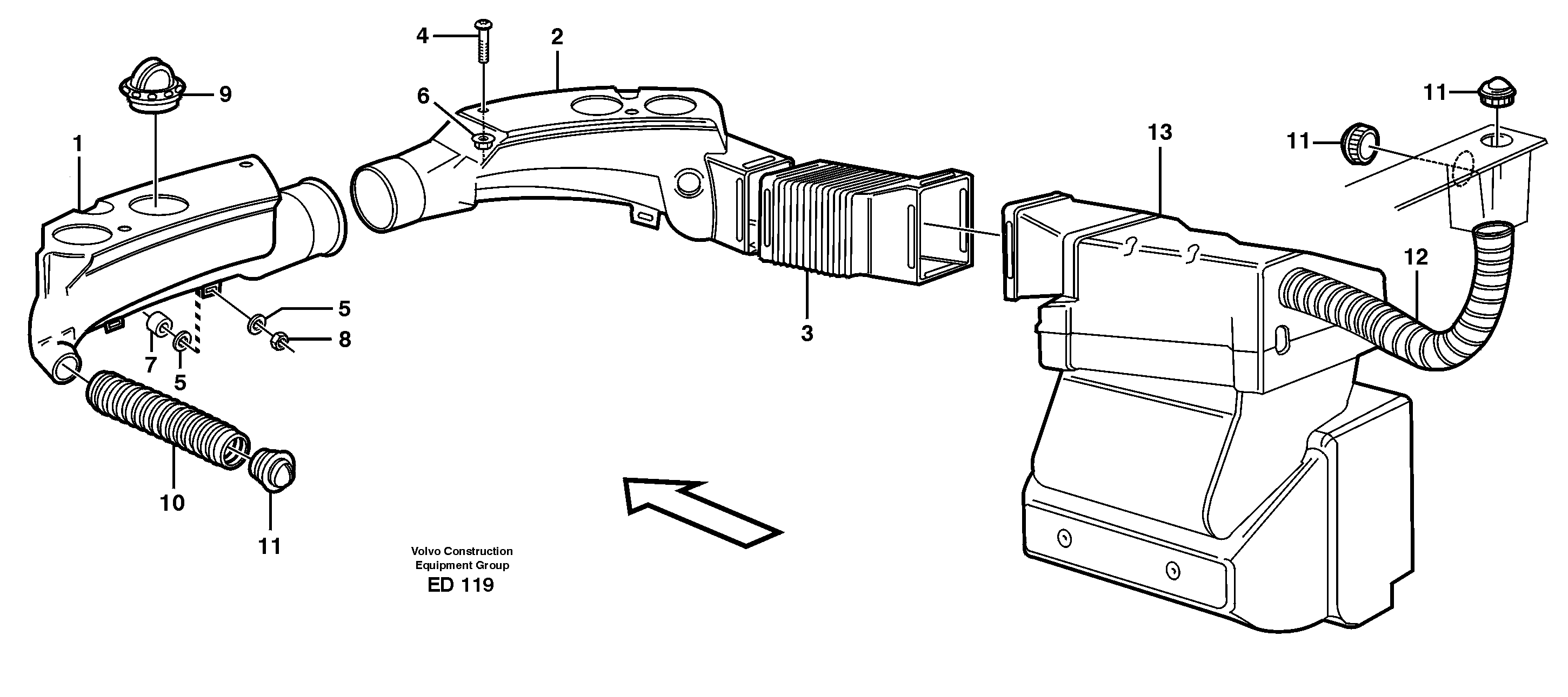 Схема запчастей Volvo L60E - 9354 Air ducts L60E