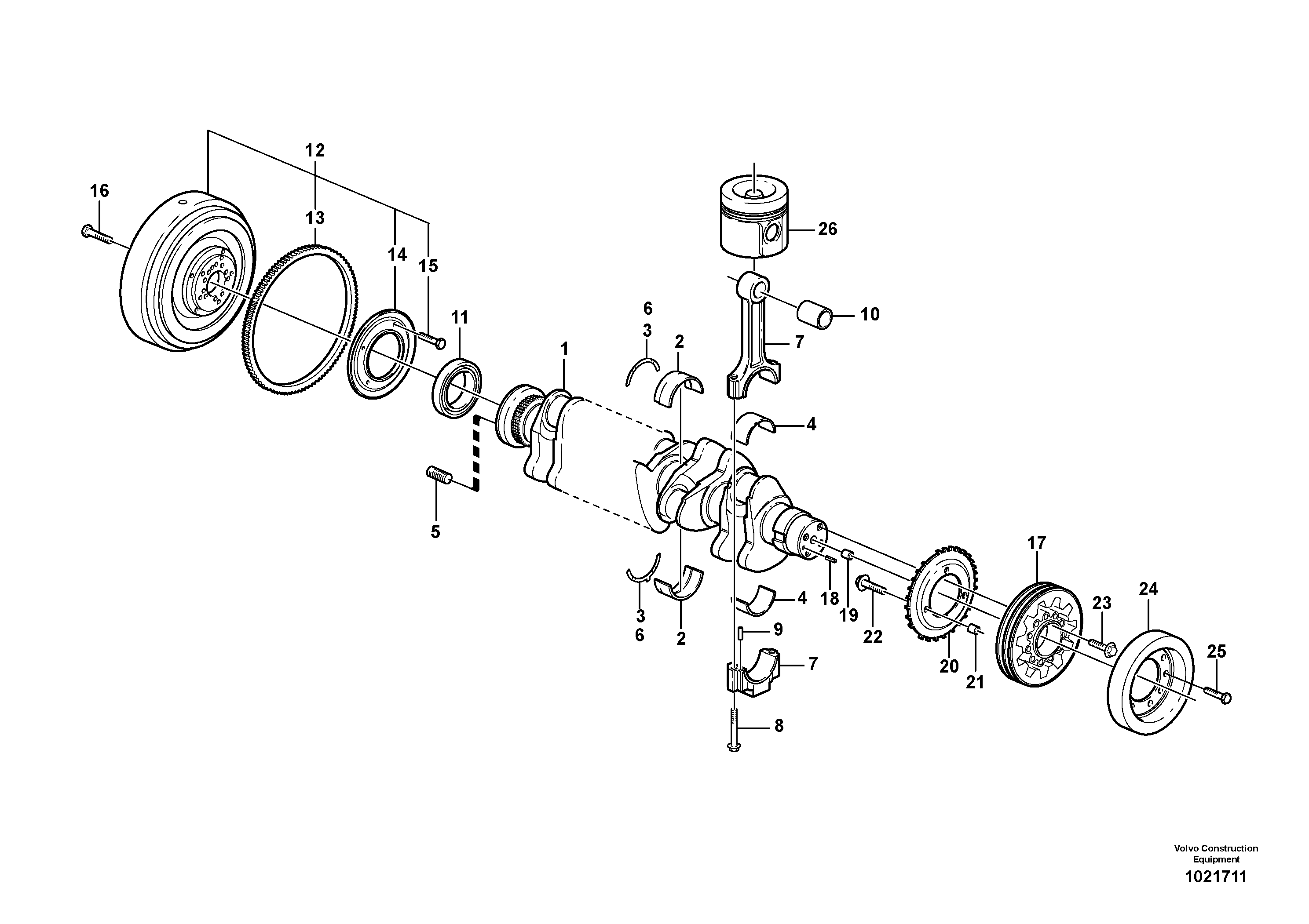 Схема запчастей Volvo L60E - 82225 Crankshaft and related parts L60E