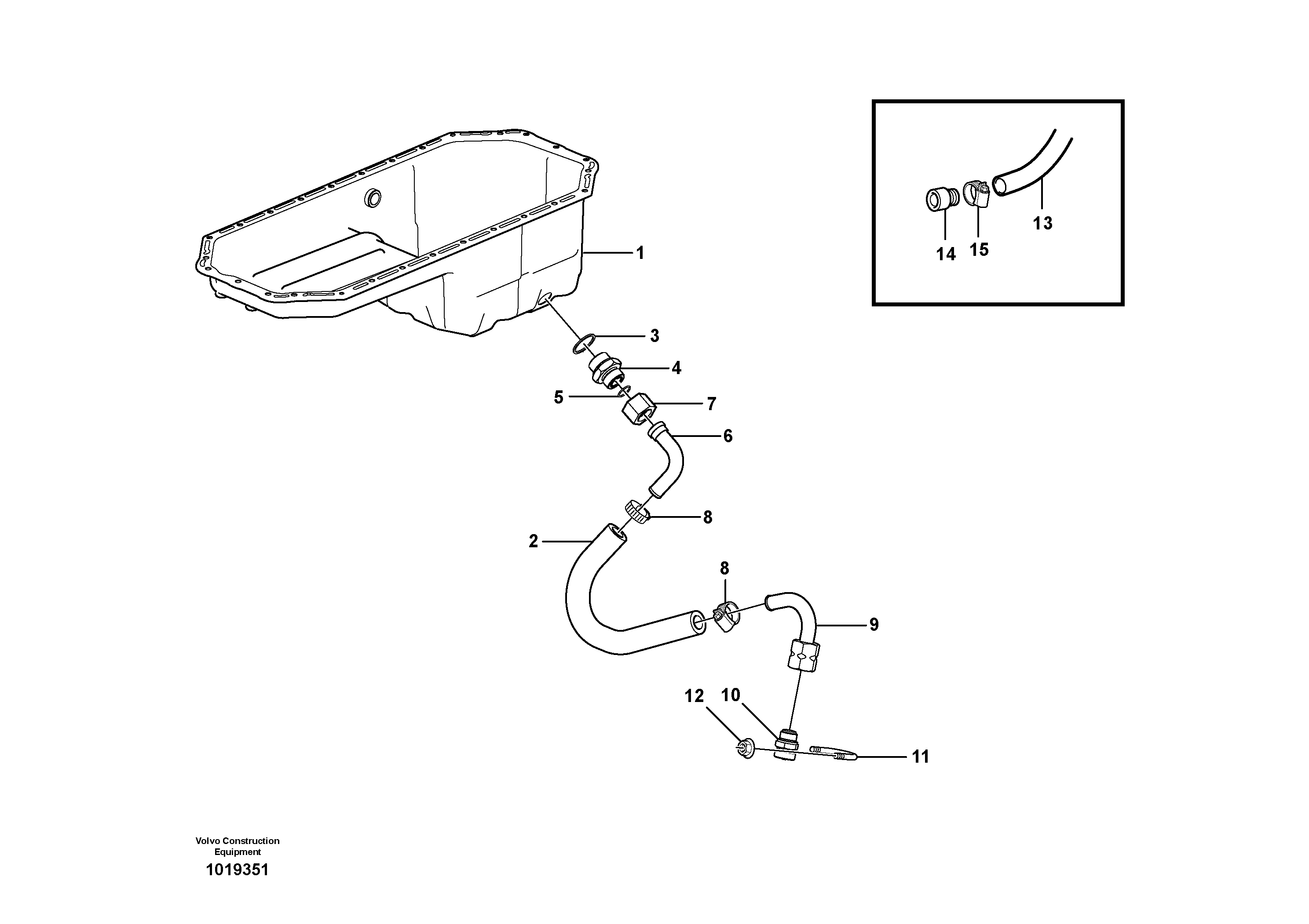 Схема запчастей Volvo L60E - 31106 Drain line, oil sump L60E