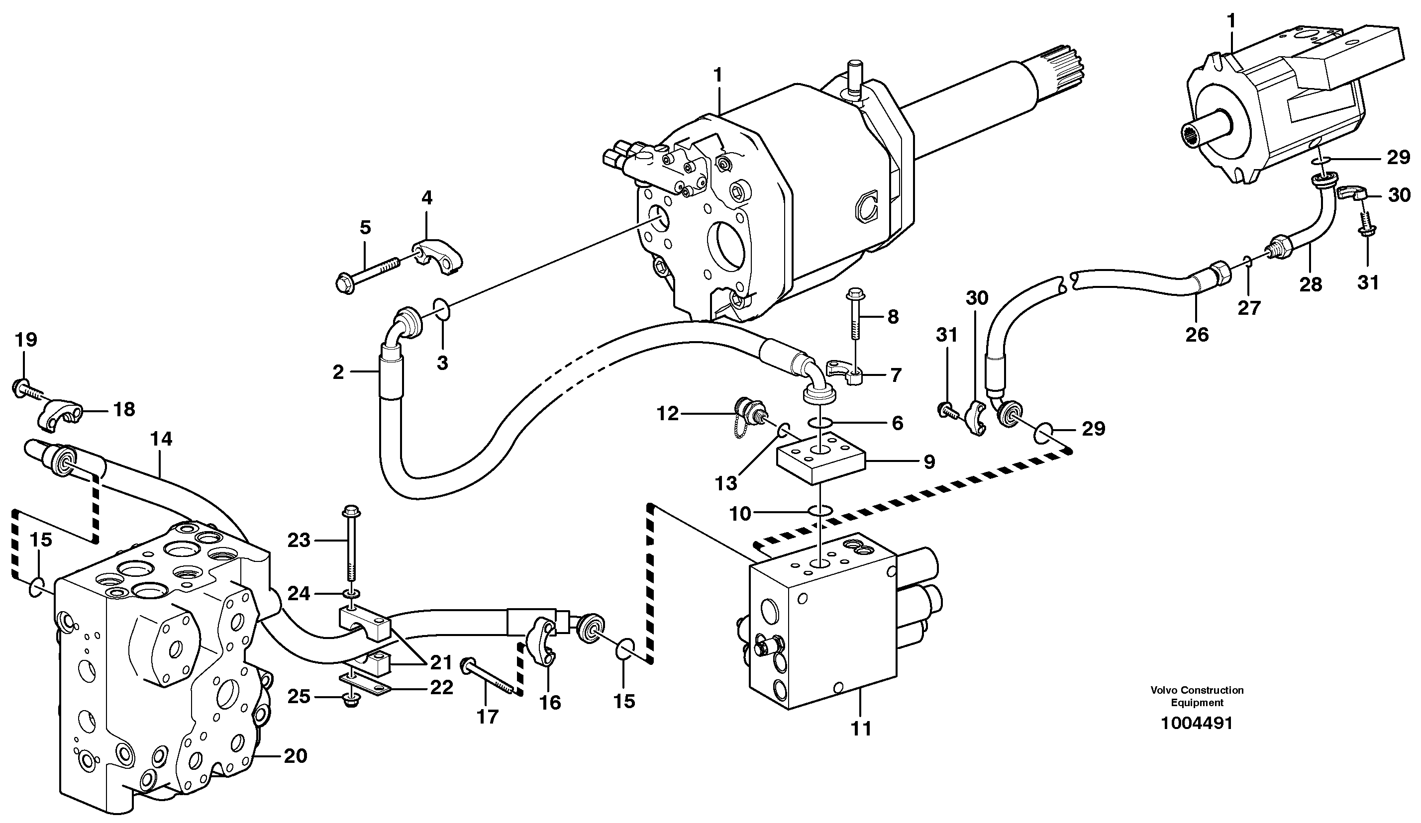 Схема запчастей Volvo L60E - 41022 Hydraulic system, feed line L60E