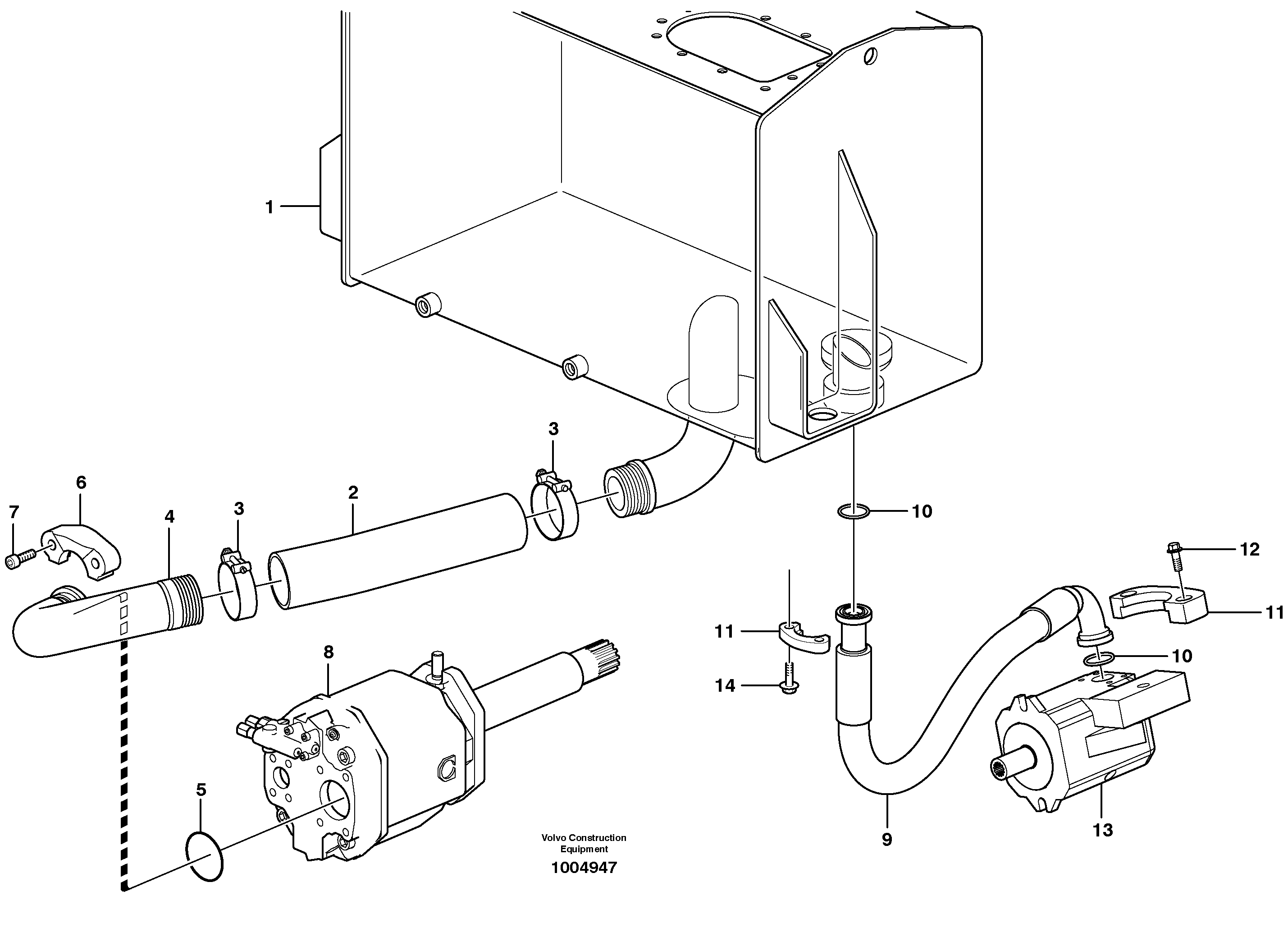 Схема запчастей Volvo L60E - 45139 Suction line, tank - pump L60E