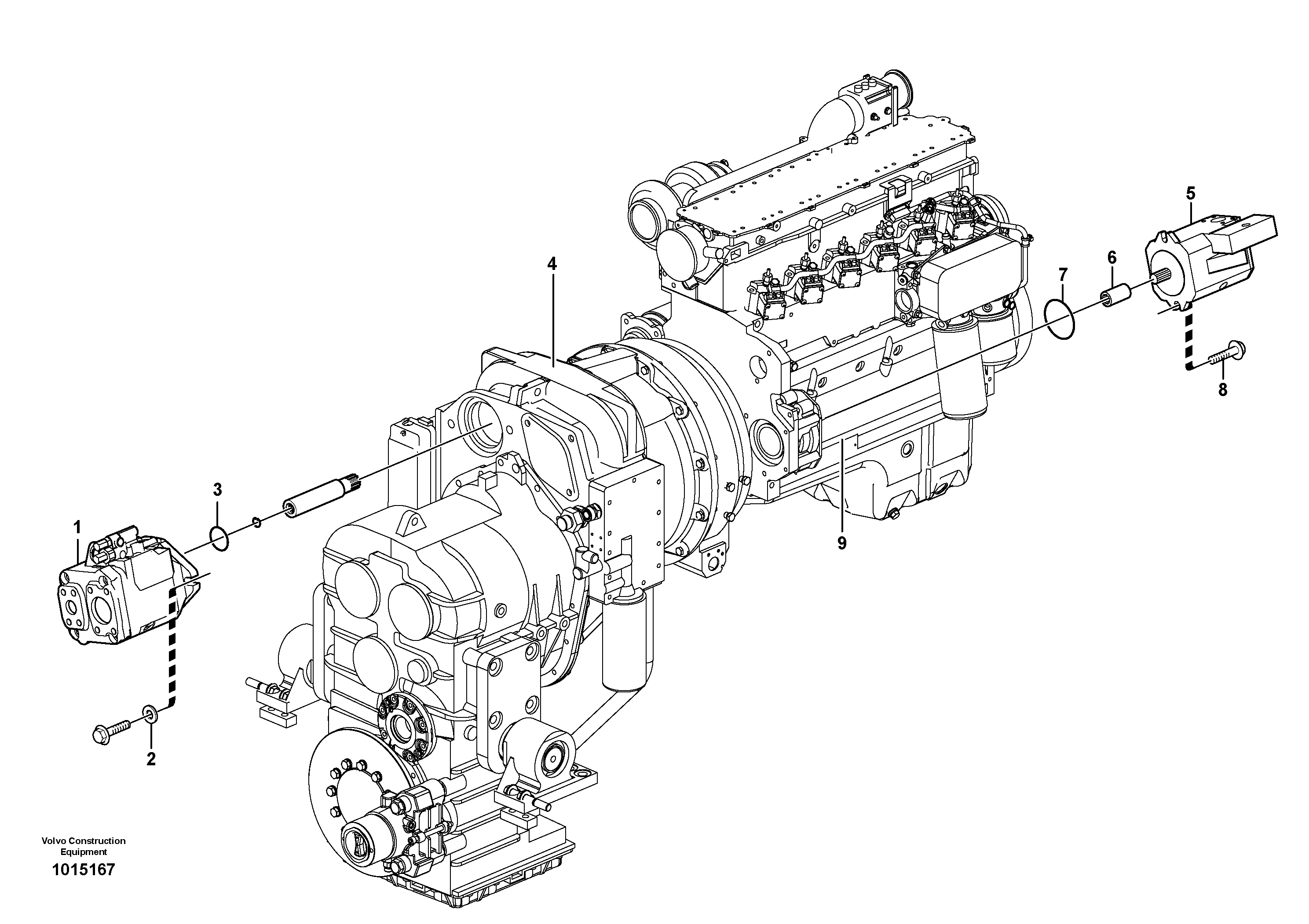 Схема запчастей Volvo L60E - 41715 Hydraulic pump with fitting parts L60E