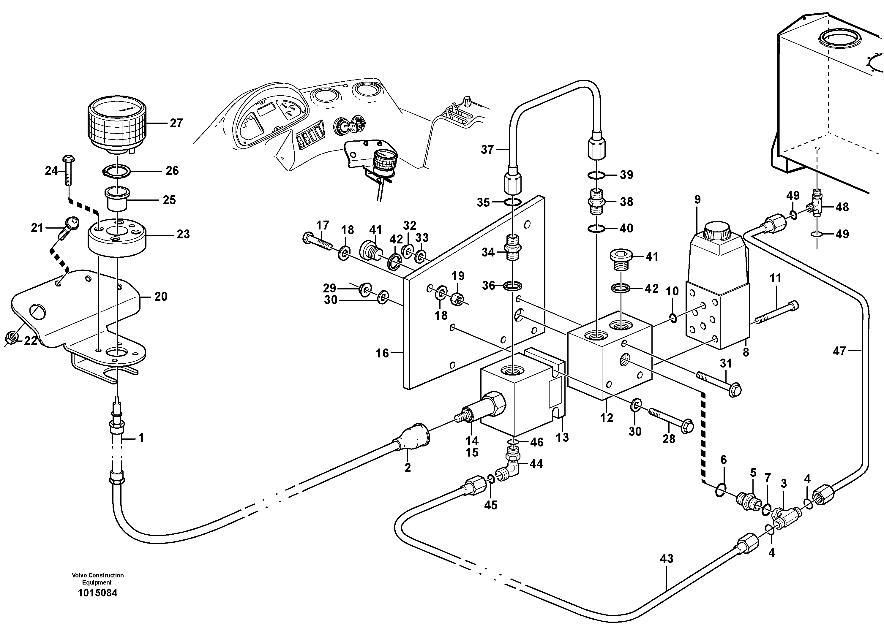 Схема запчастей Volvo L60E - 9361 Servo hydraulic: Control and valves L60E