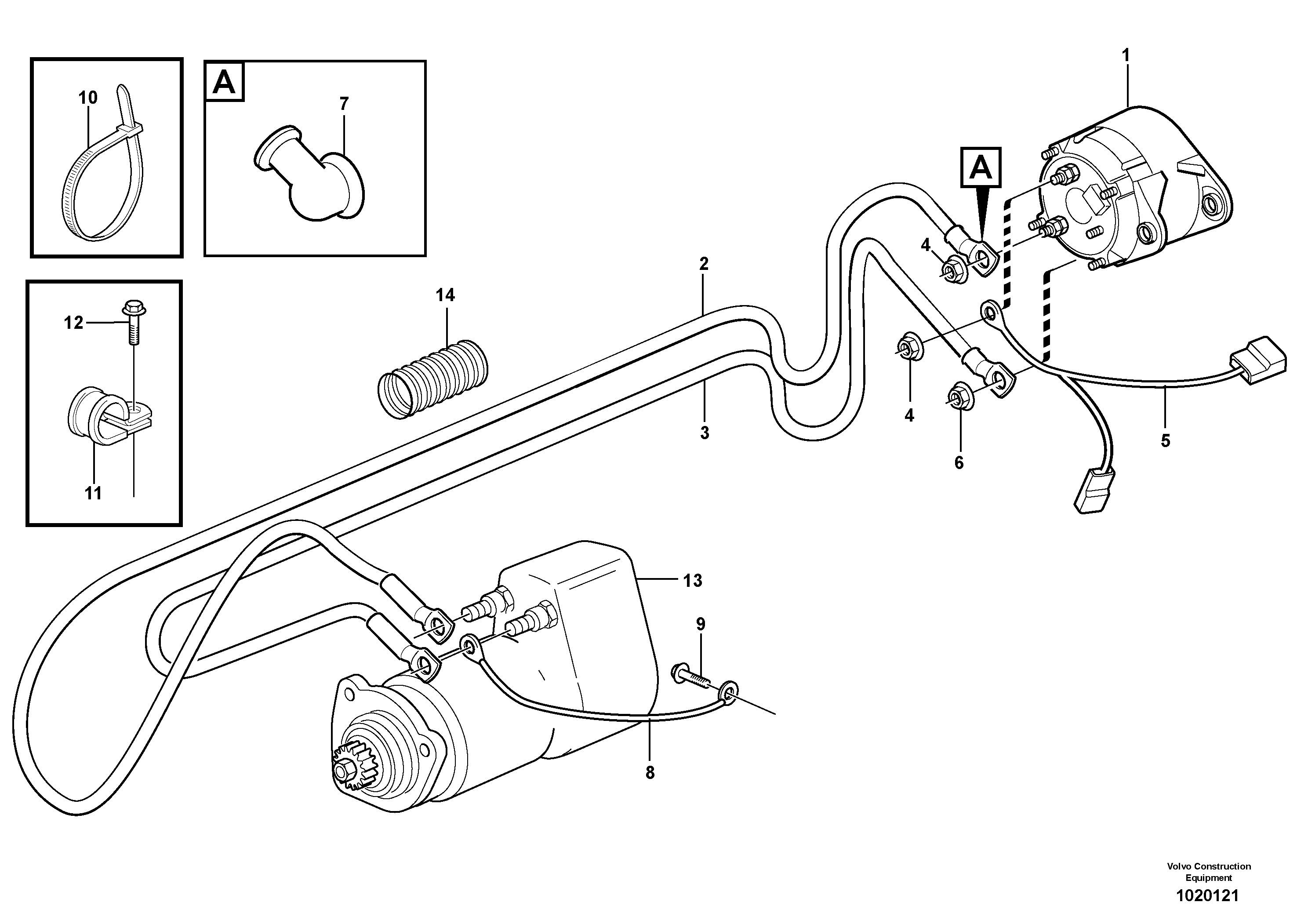 Схема запчастей Volvo L60E - 36377 Cable harness, alternator L60E