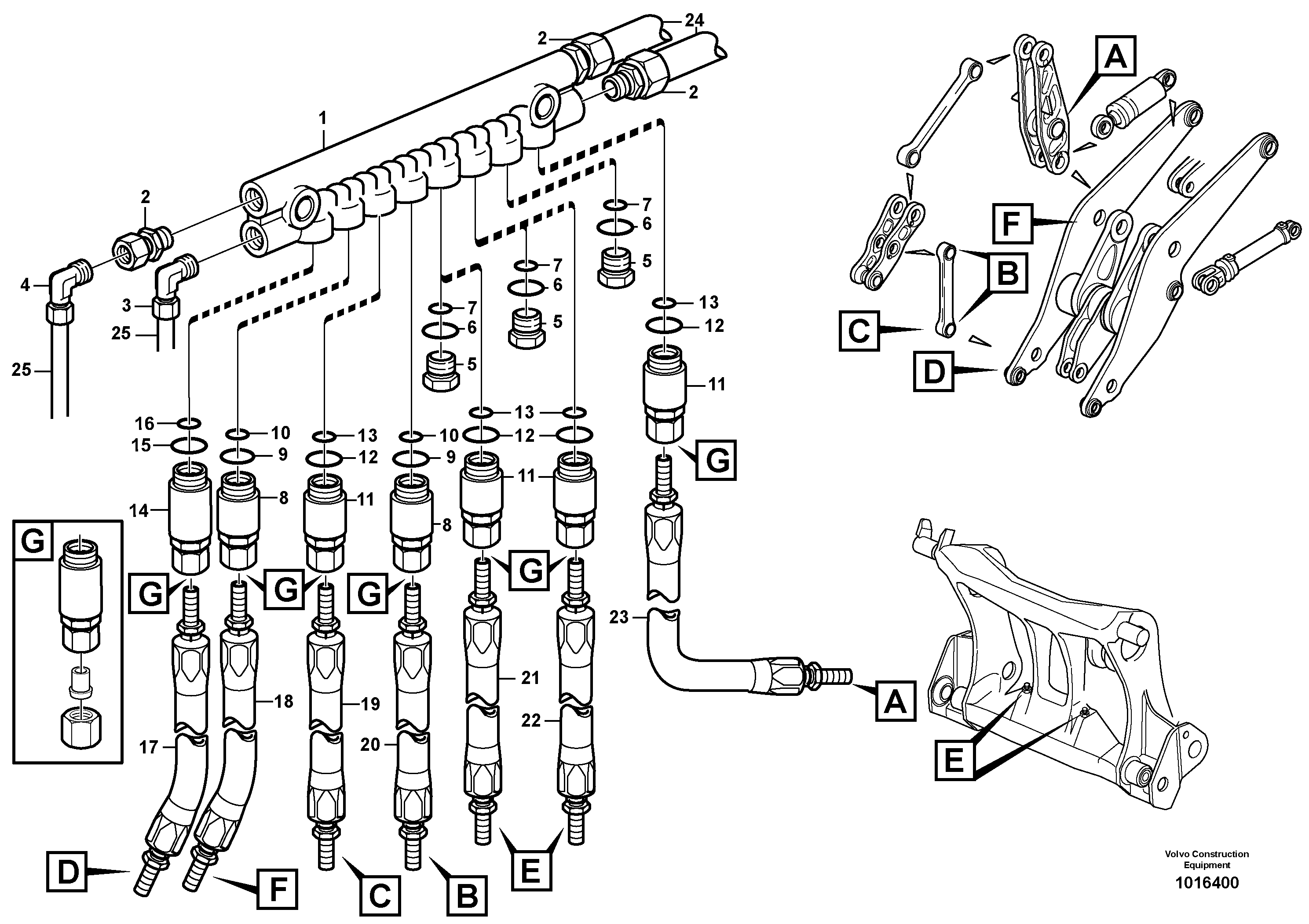 Схема запчастей Volvo L60E - 32806 Distribution block, B2 L60E