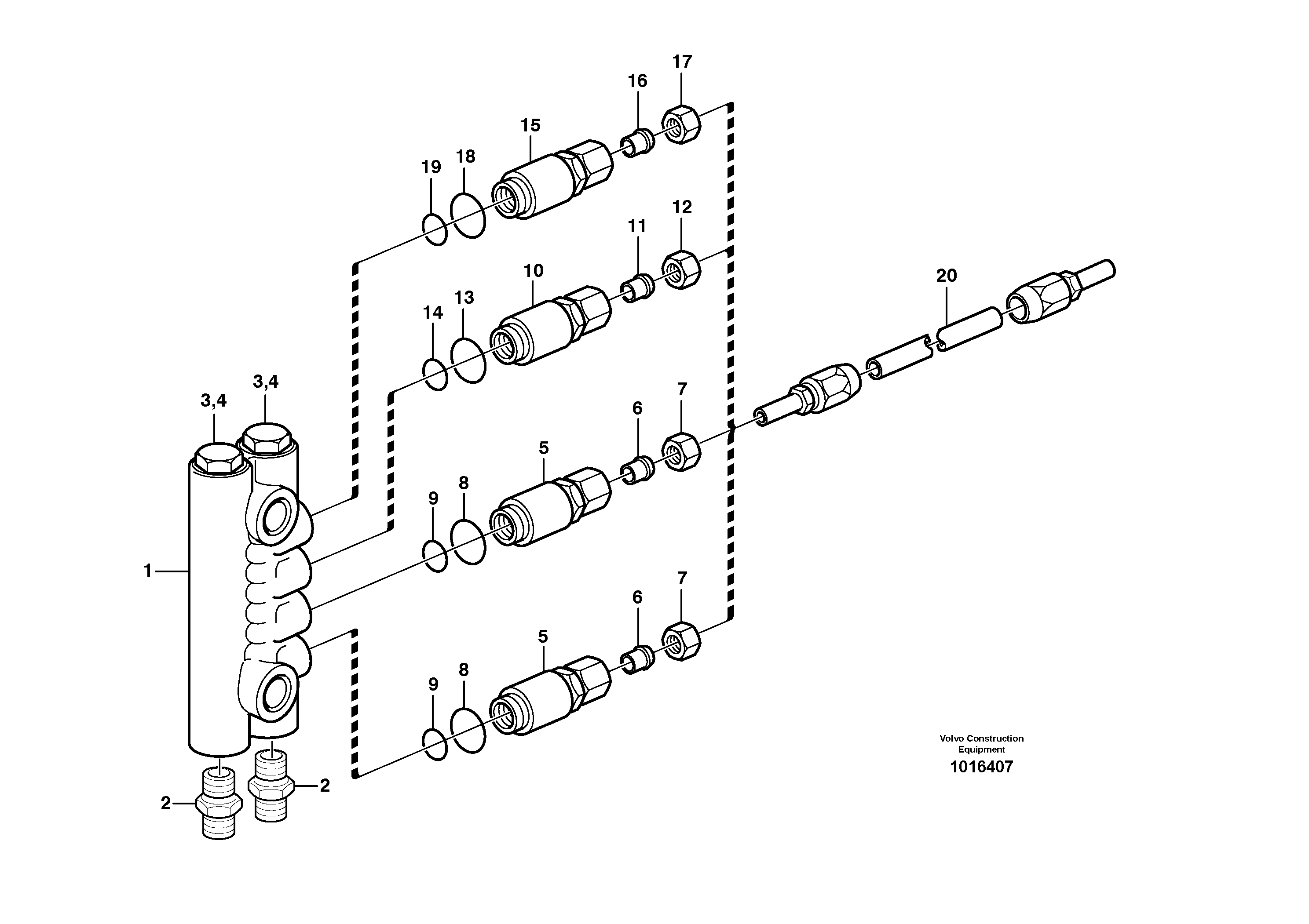 Схема запчастей Volvo L60E - 32809 Distribution block, B3 L60E