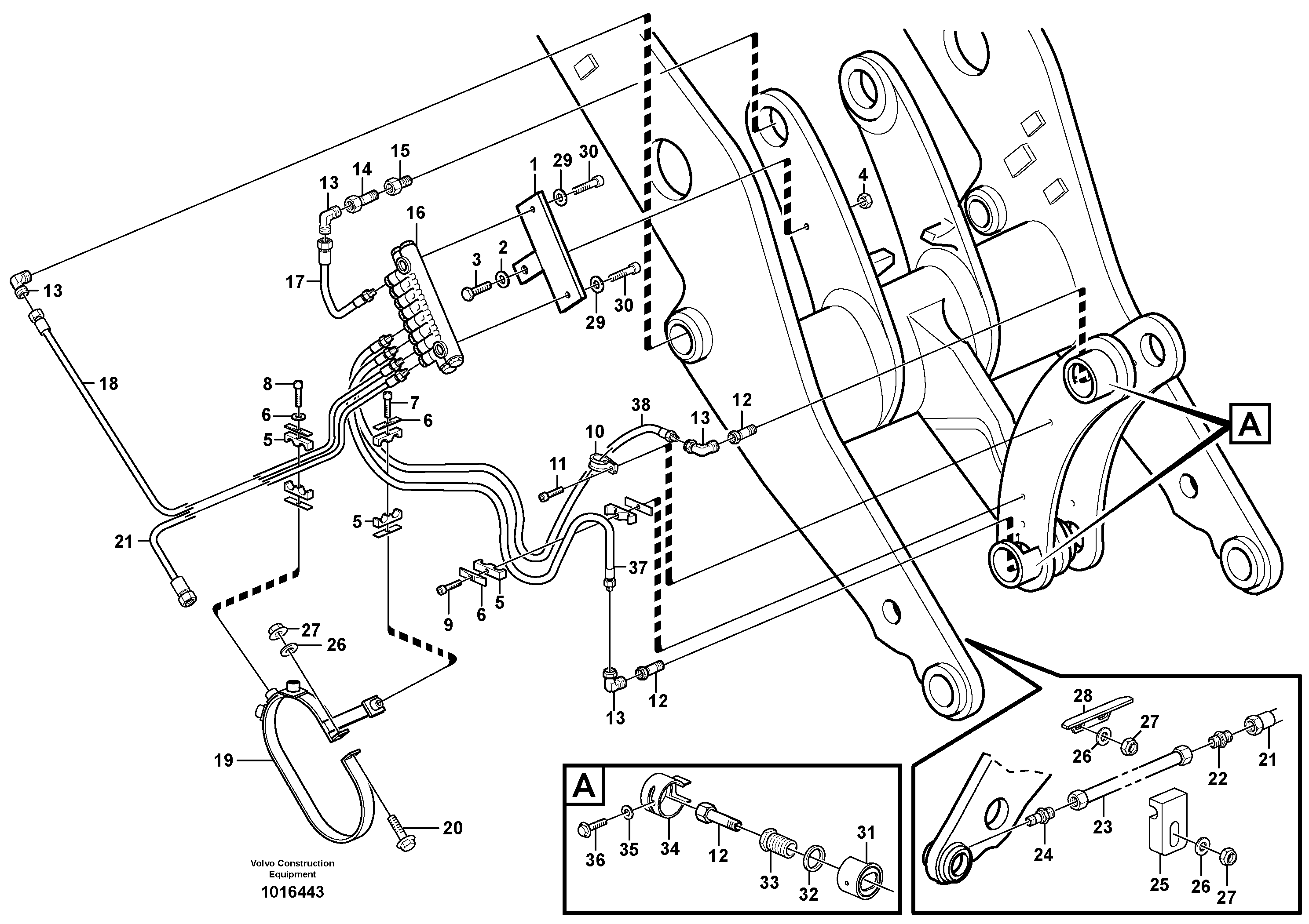 Схема запчастей Volvo L60E - 47068 Central lubrication with fitting parts. B2 L60E