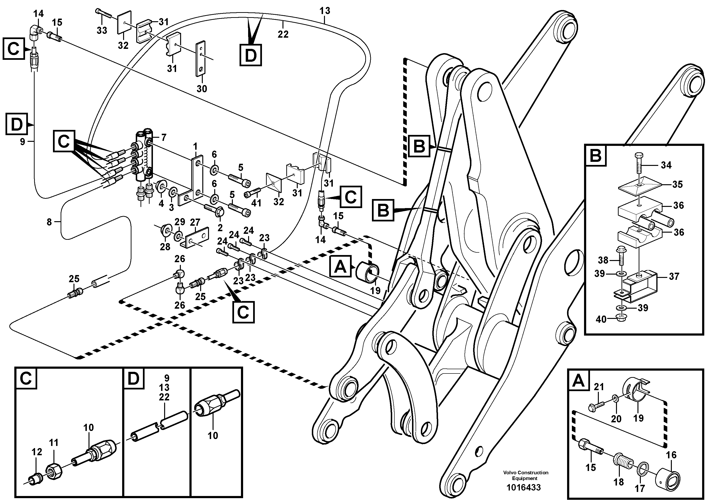 Схема запчастей Volvo L60E - 47069 Central lubrication with fitting parts. B3 L60E