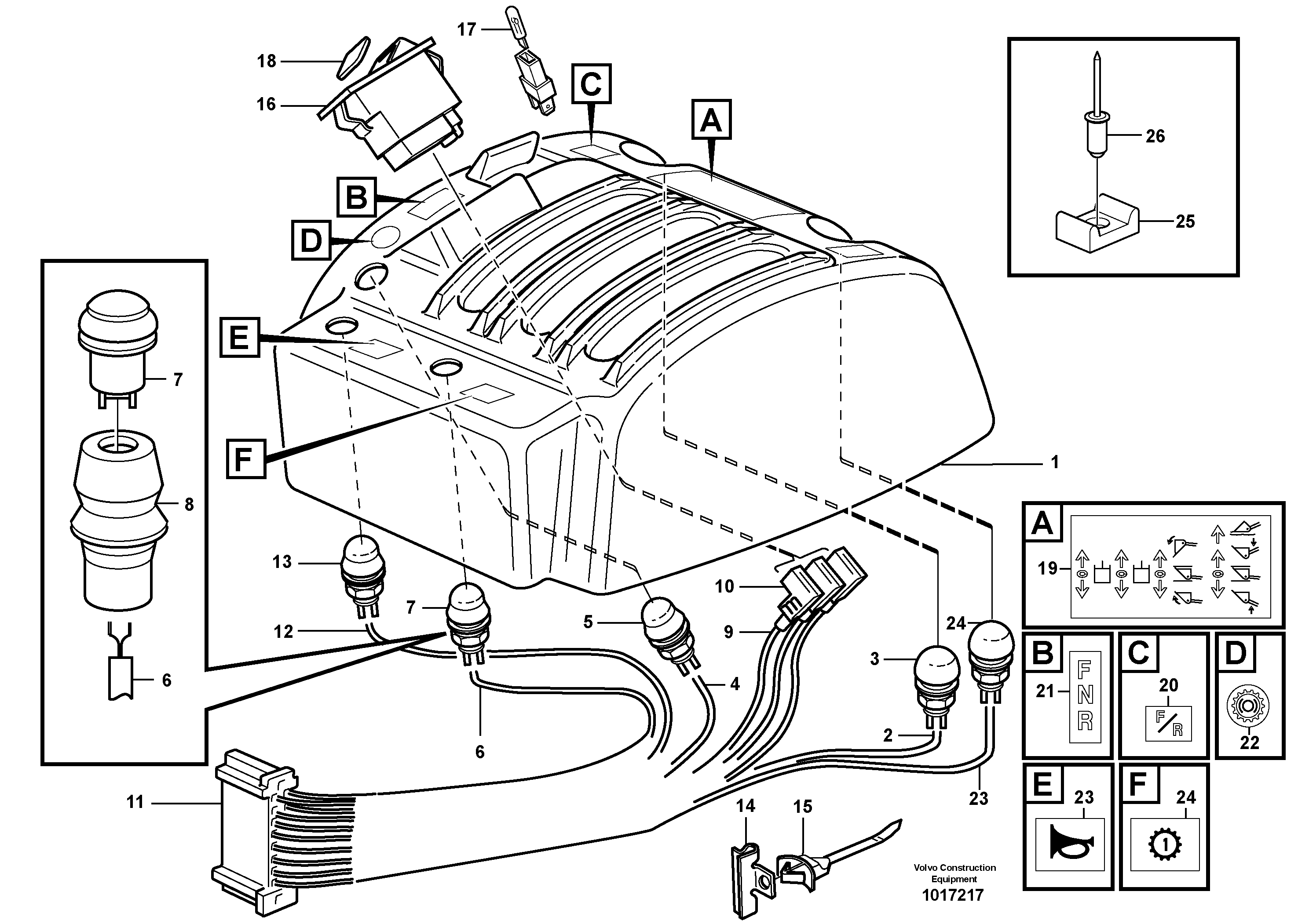 Схема запчастей Volvo L60E - 61717 Cable harnesses, servo valve L60E