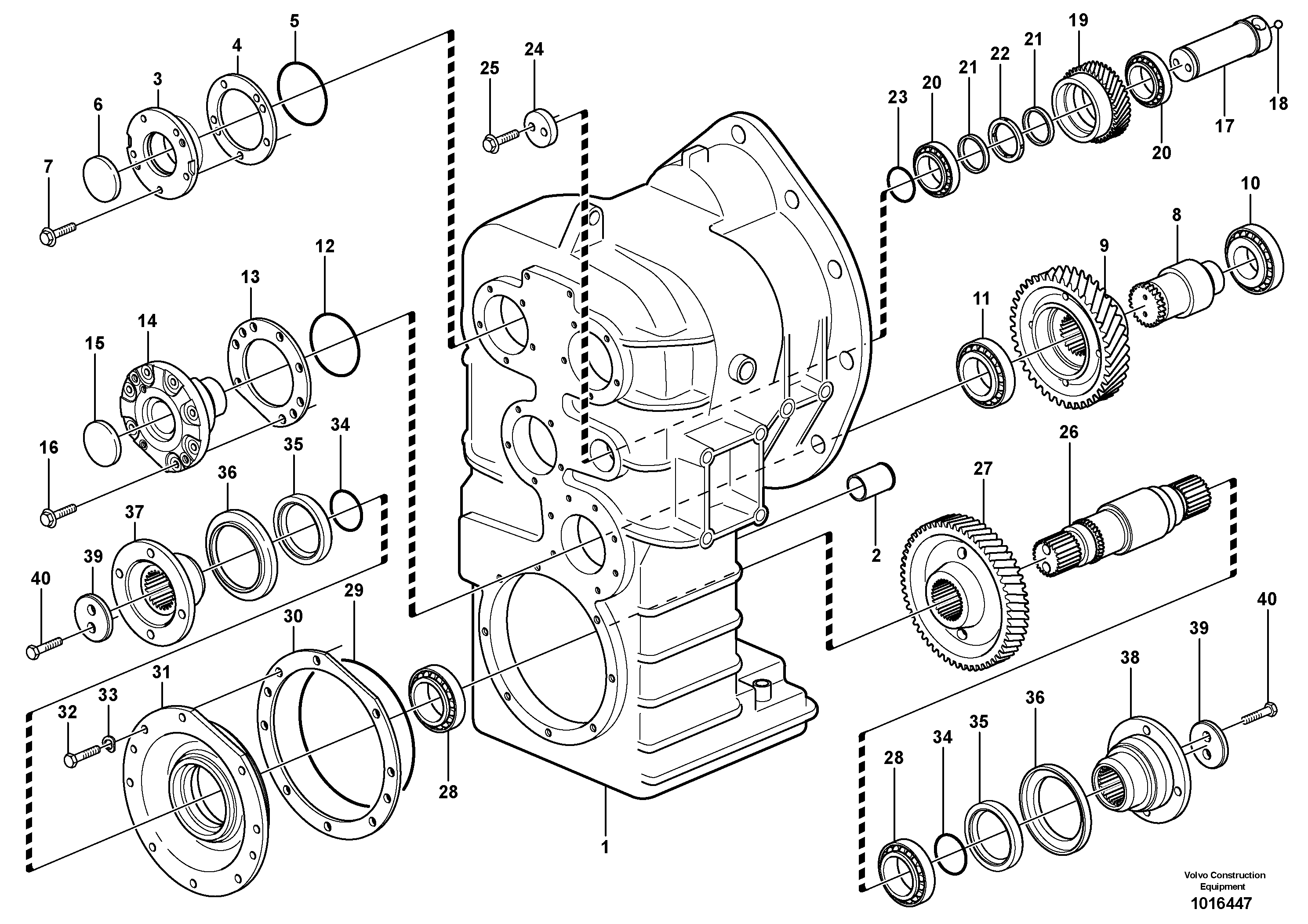 Схема запчастей Volvo L60E - 39644 Clutch housing. 4 - speed L60E