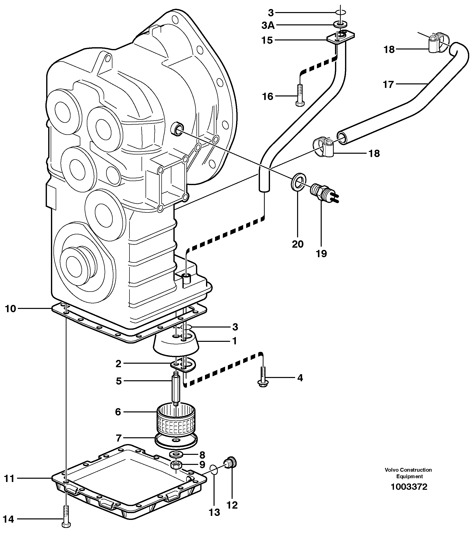 Схема запчастей Volvo L60E - 81894 Oil reservoir and strainer L60E