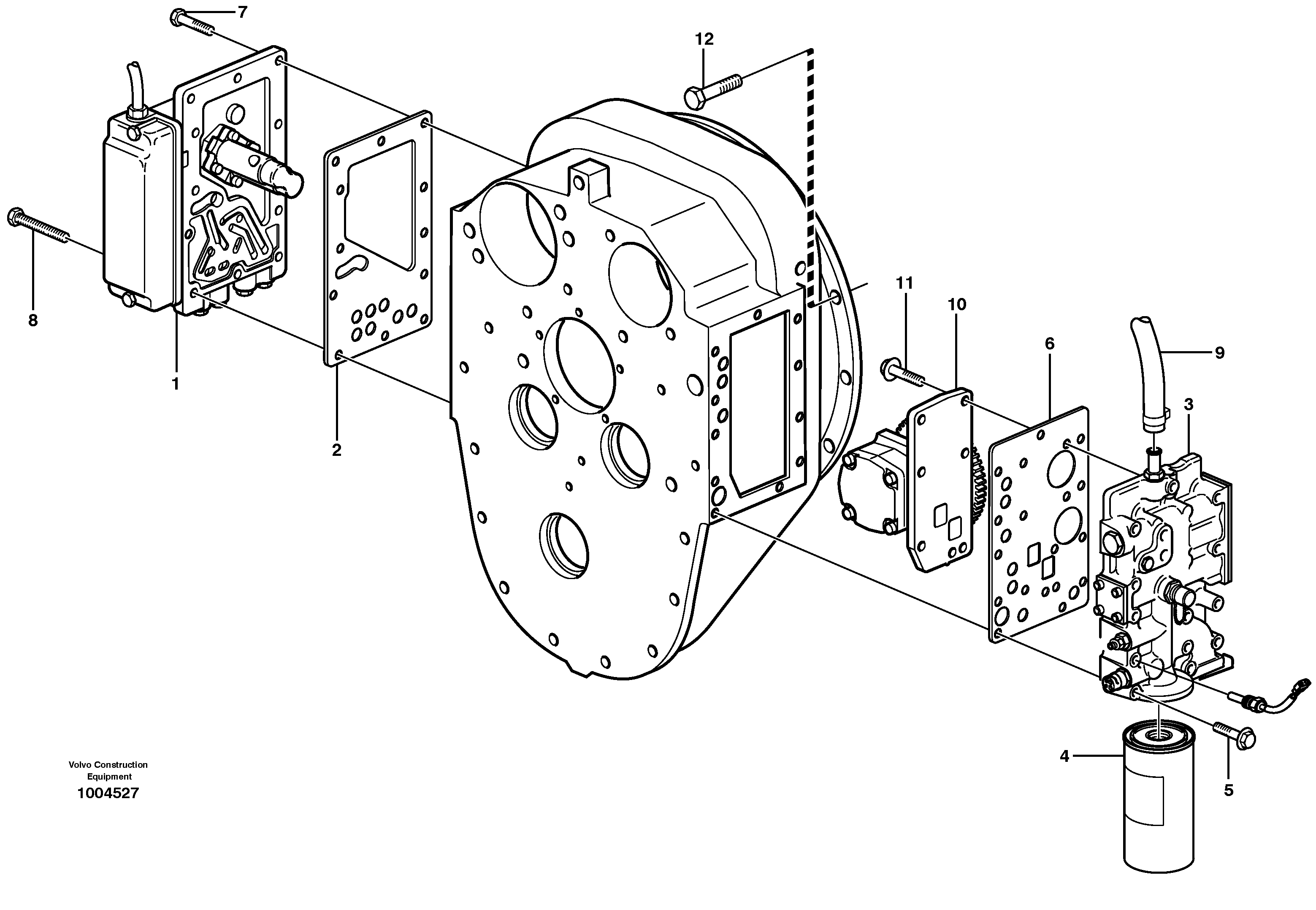 Схема запчастей Volvo L60E - 8966 Range selector valve, pressure limiting valve and pump L60E