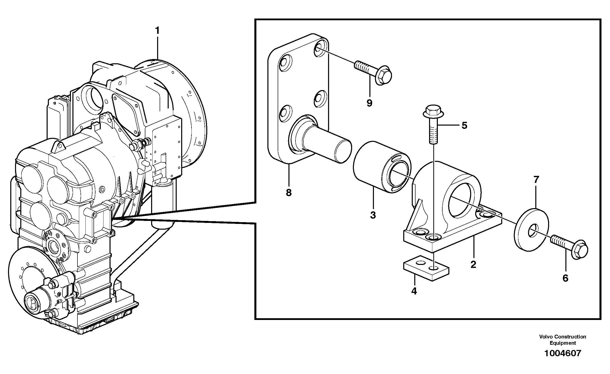 Схема запчастей Volvo L60E - 39955 Gear box housing with fitting parts L60E