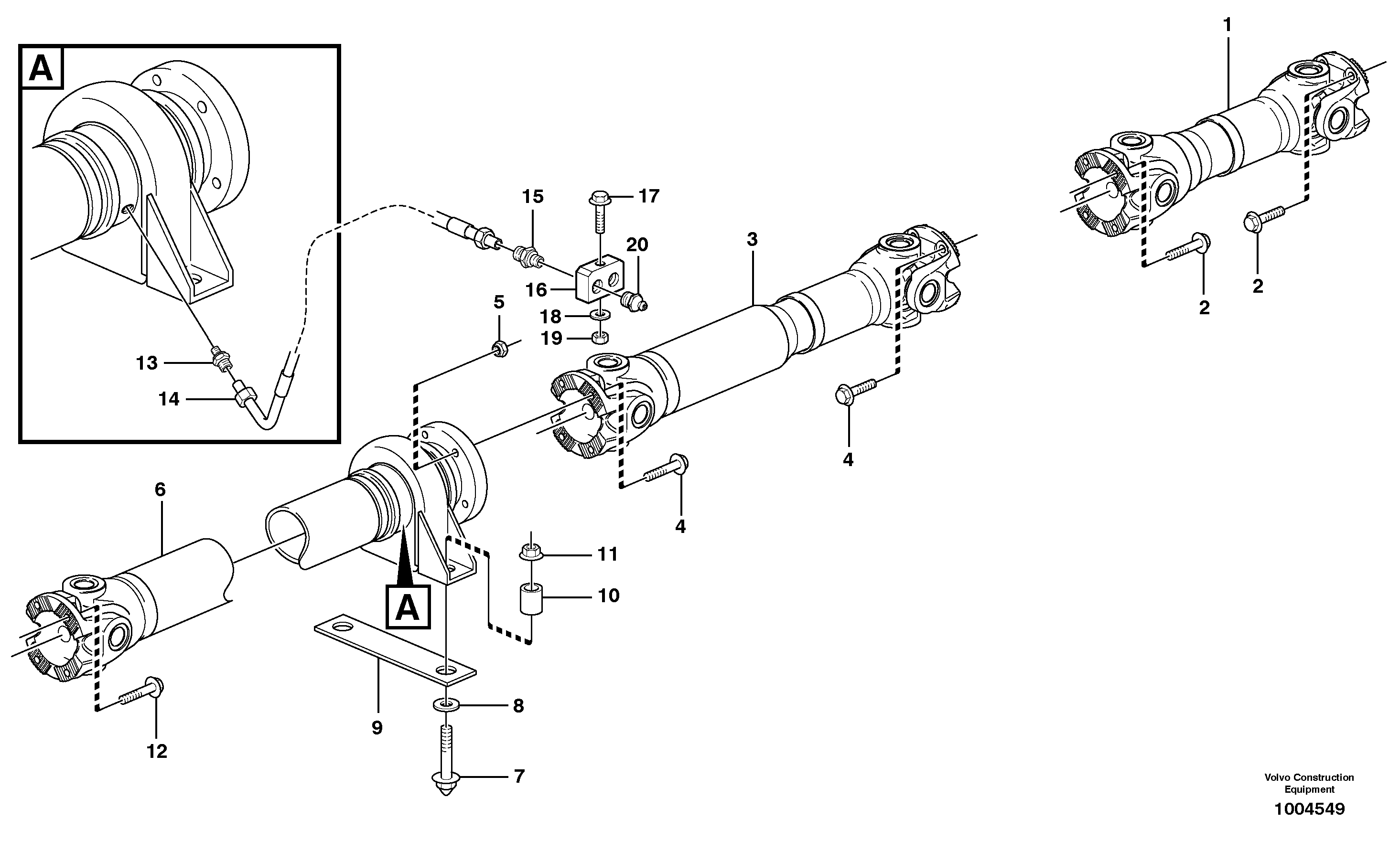 Схема запчастей Volvo L60E - 82801 Propeller shafts with fitting parts L60E