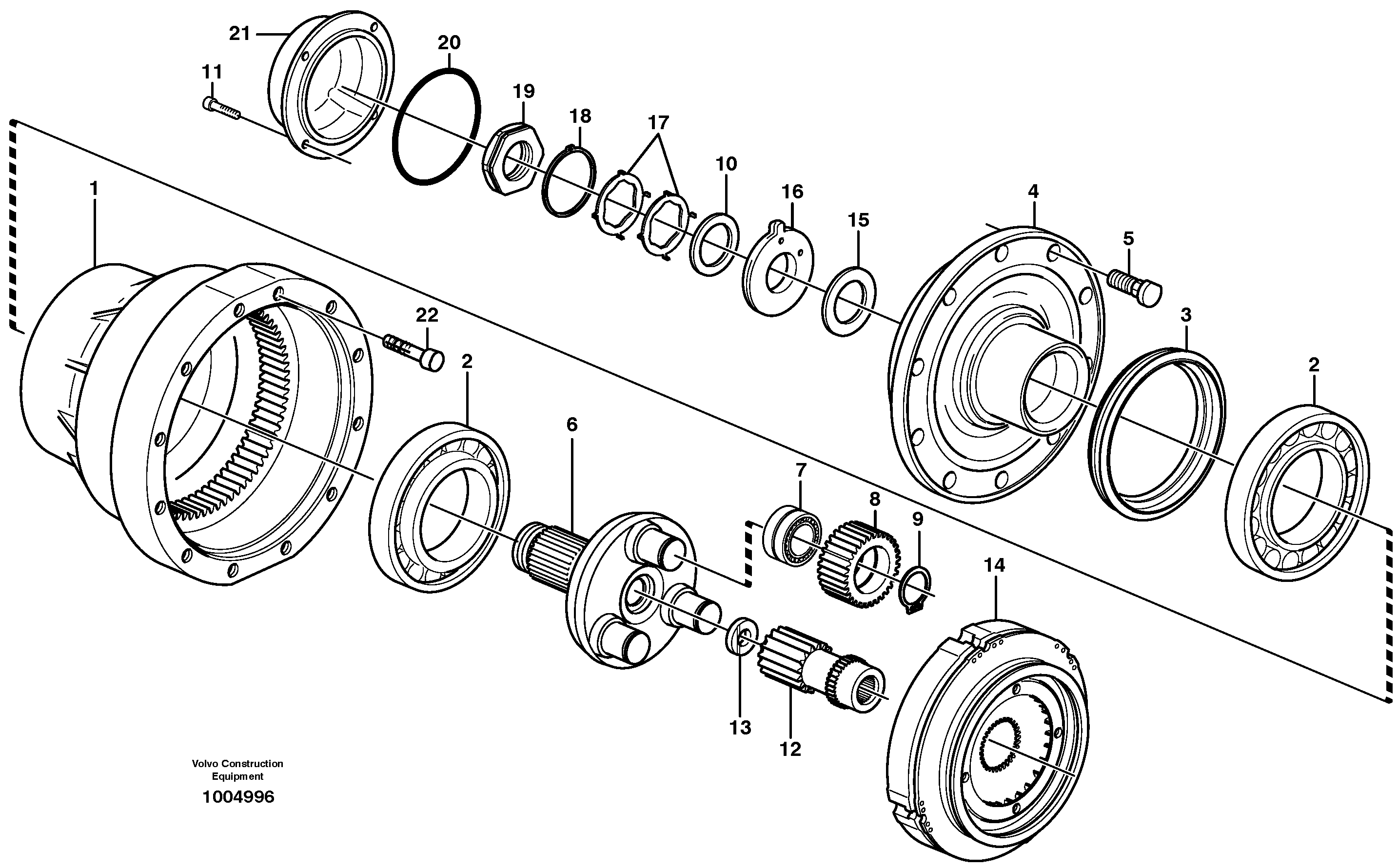 Схема запчастей Volvo L60E - 39558 Planetary axle, rear L60E