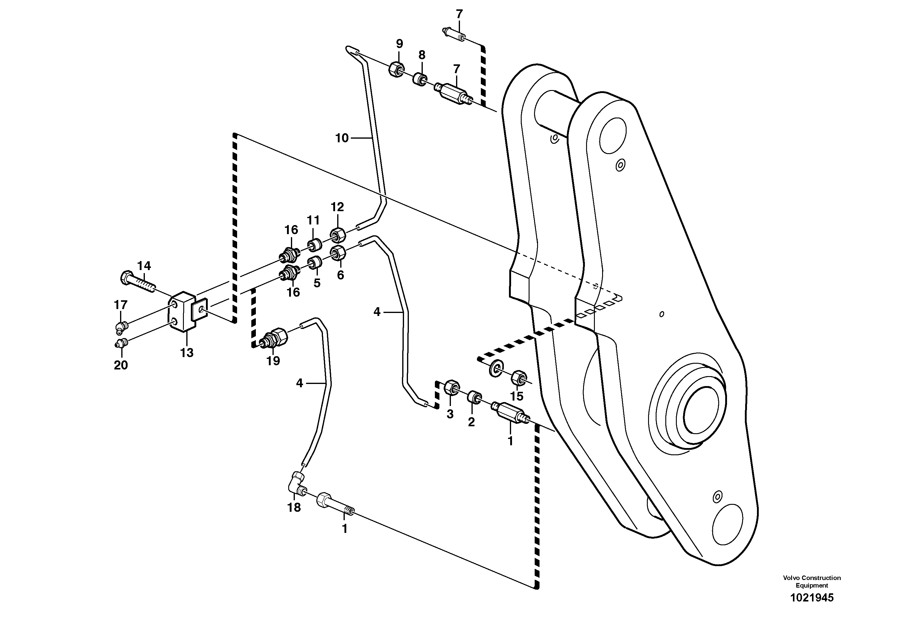 Схема запчастей Volvo L70E - 82689 Extended lube points for lift arm system L70E