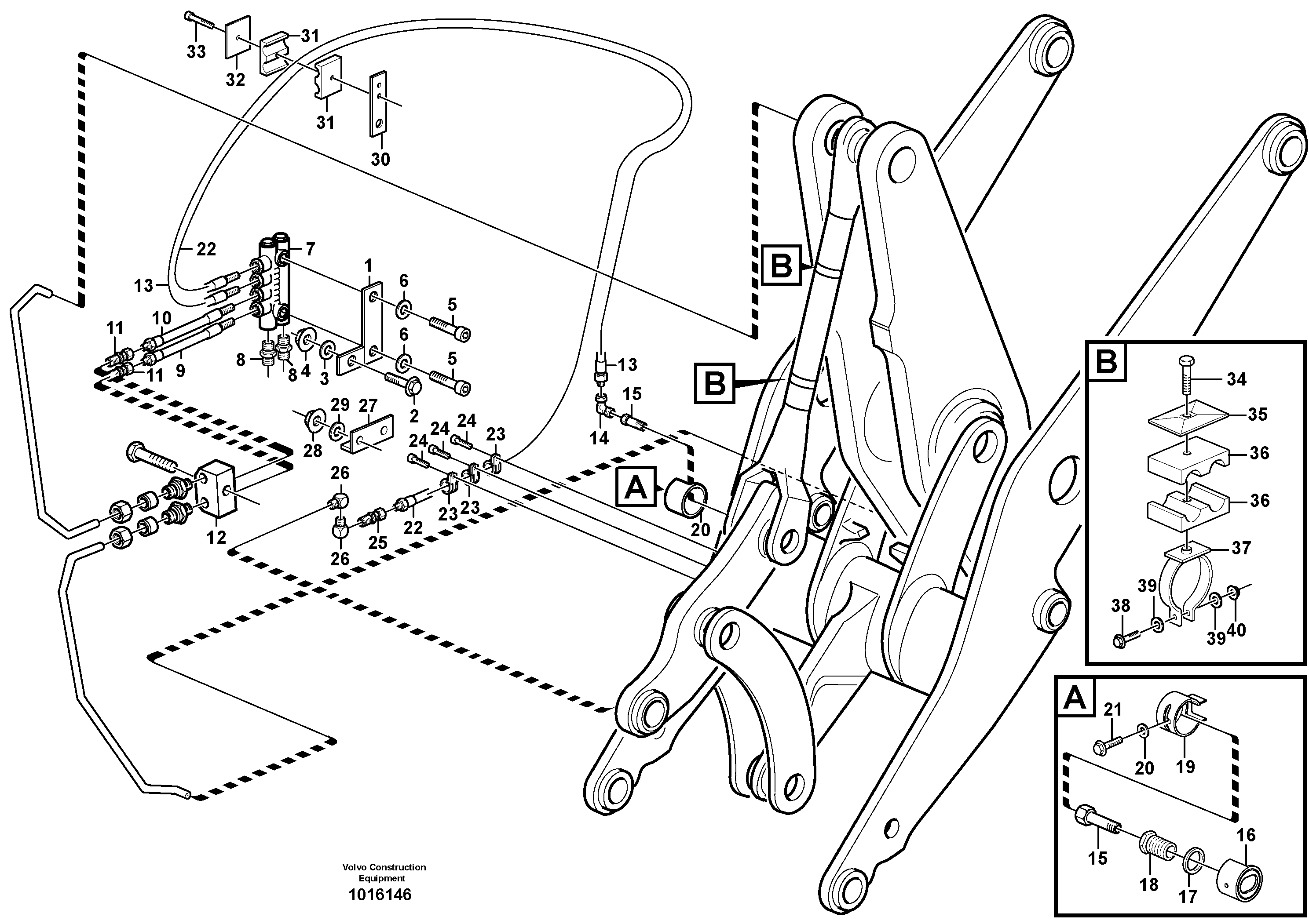 Схема запчастей Volvo L70E - 47067 Central lubrication with fitting parts. B3 L70E