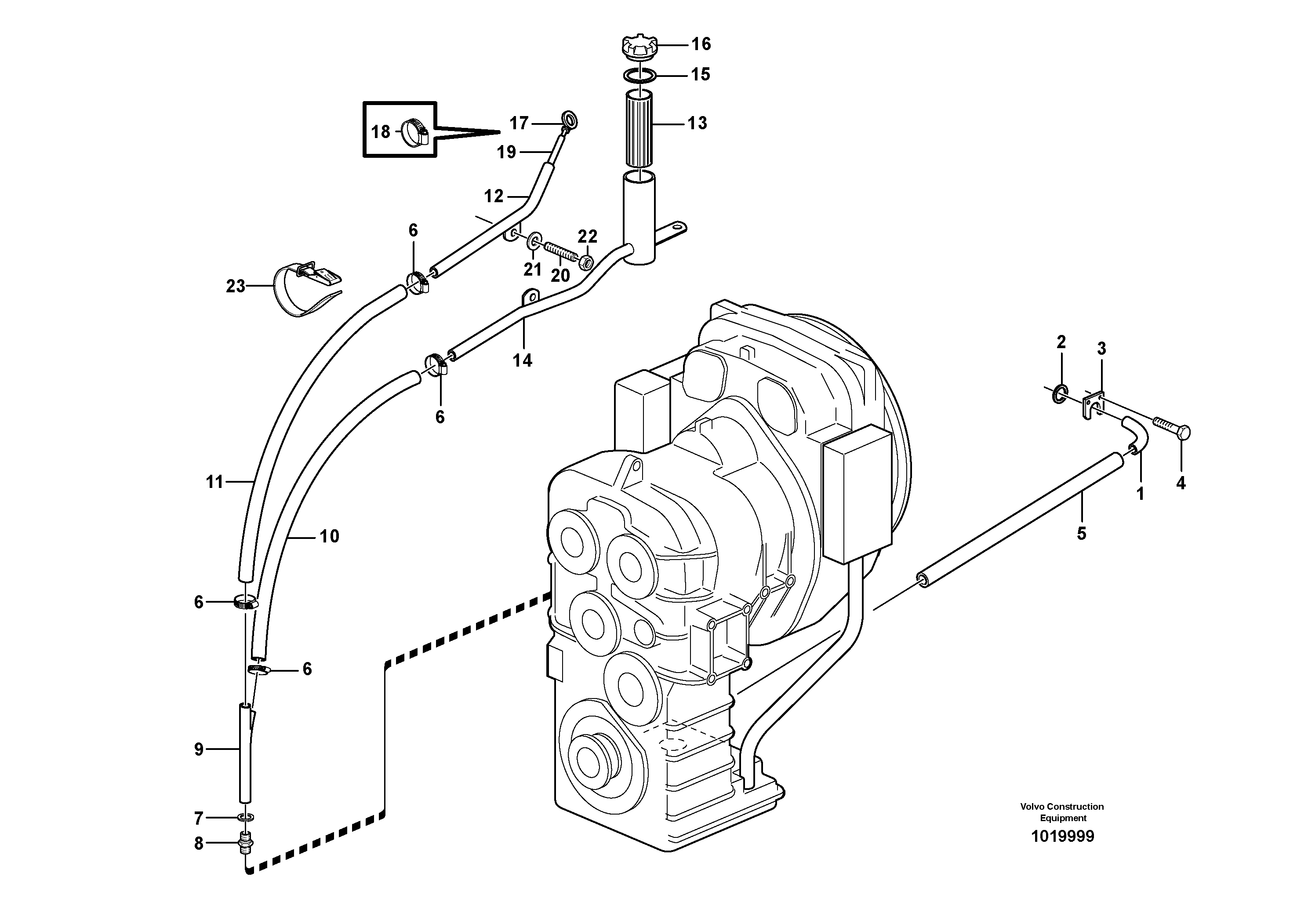 Схема запчастей Volvo L70E - 90599 Oil filler and dipstick L70E