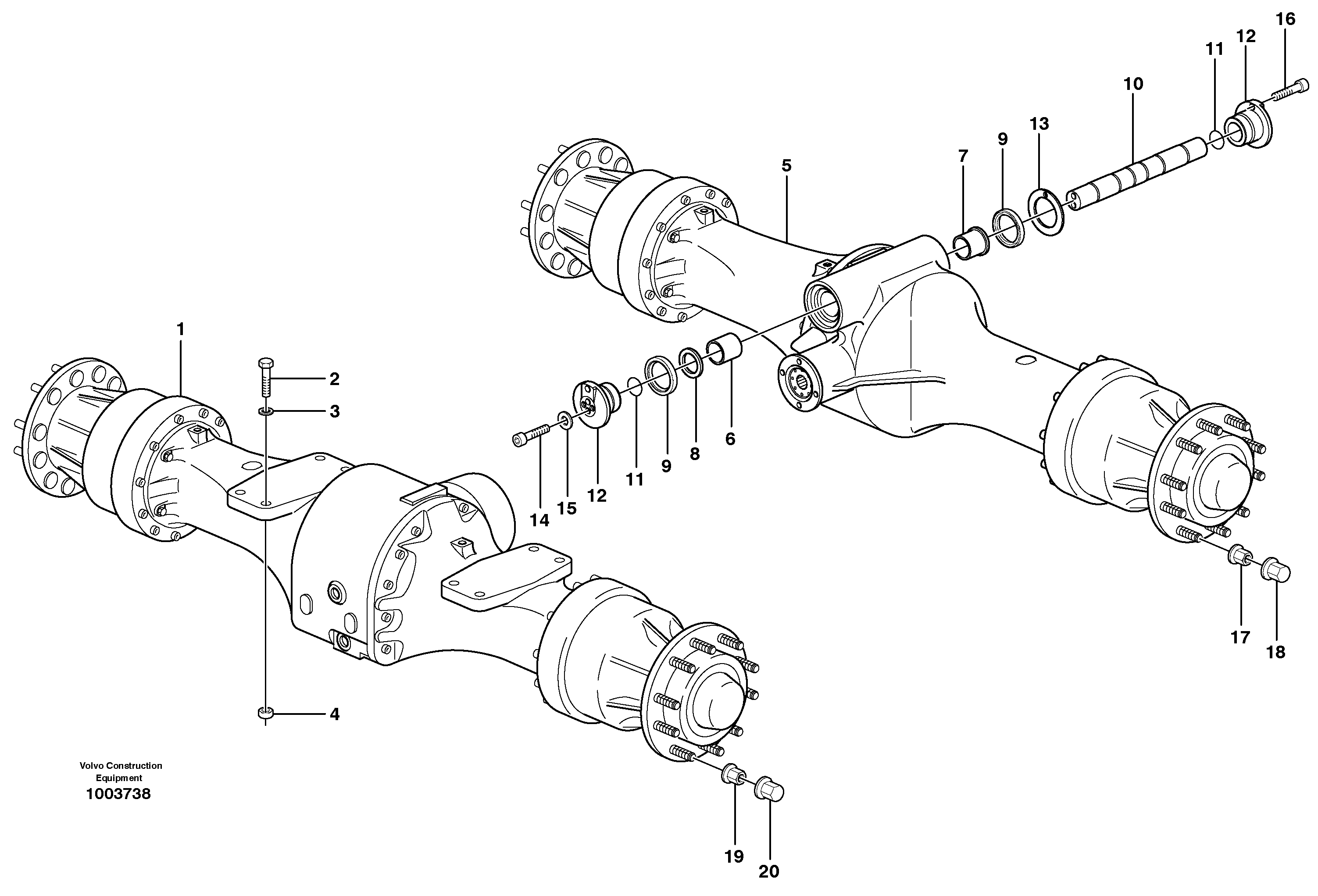 Схема запчастей Volvo L70E - 100031 Planet axles with fitting parts L70E