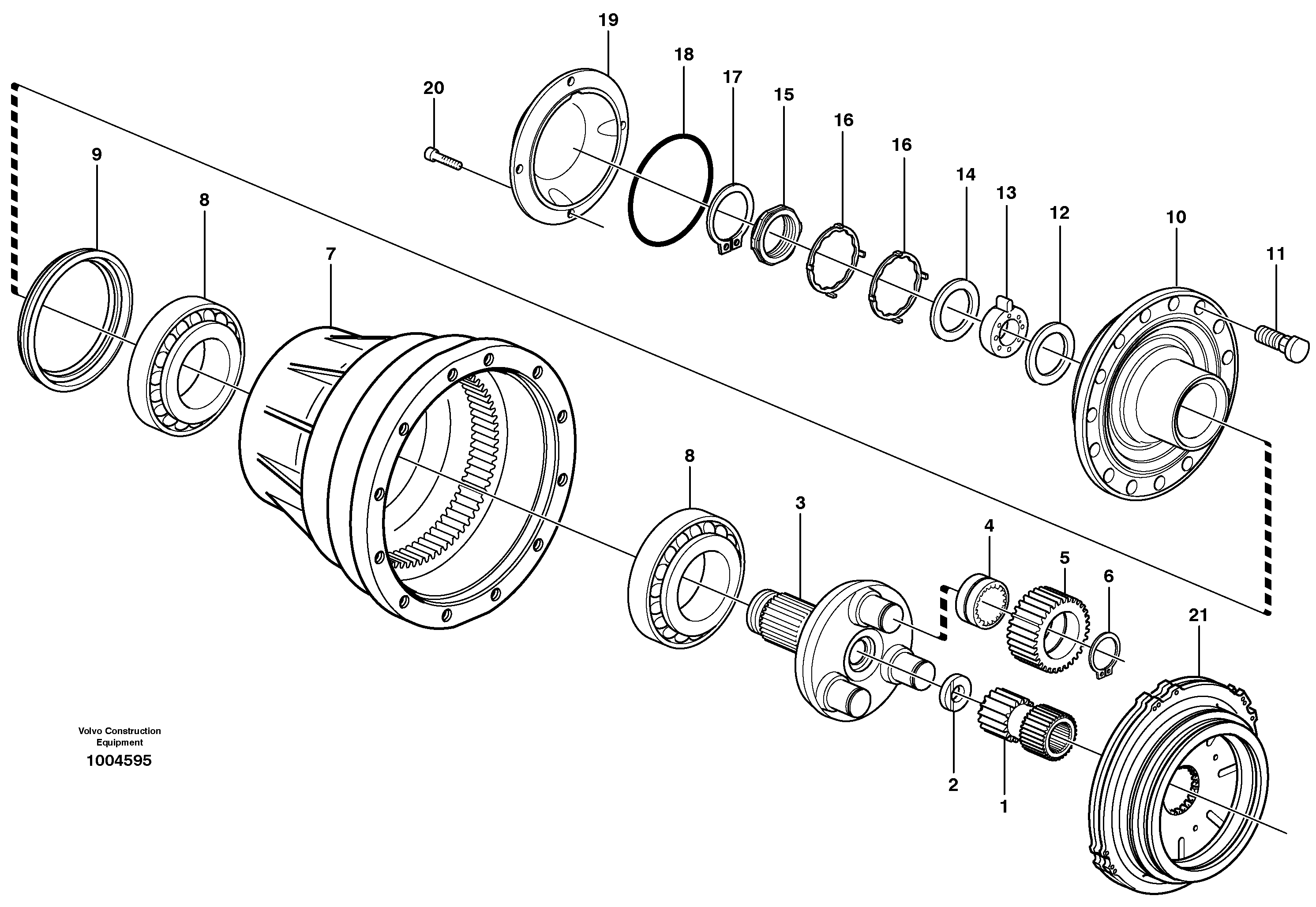 Схема запчастей Volvo L70E - 29450 Planetary axle, Front L70E