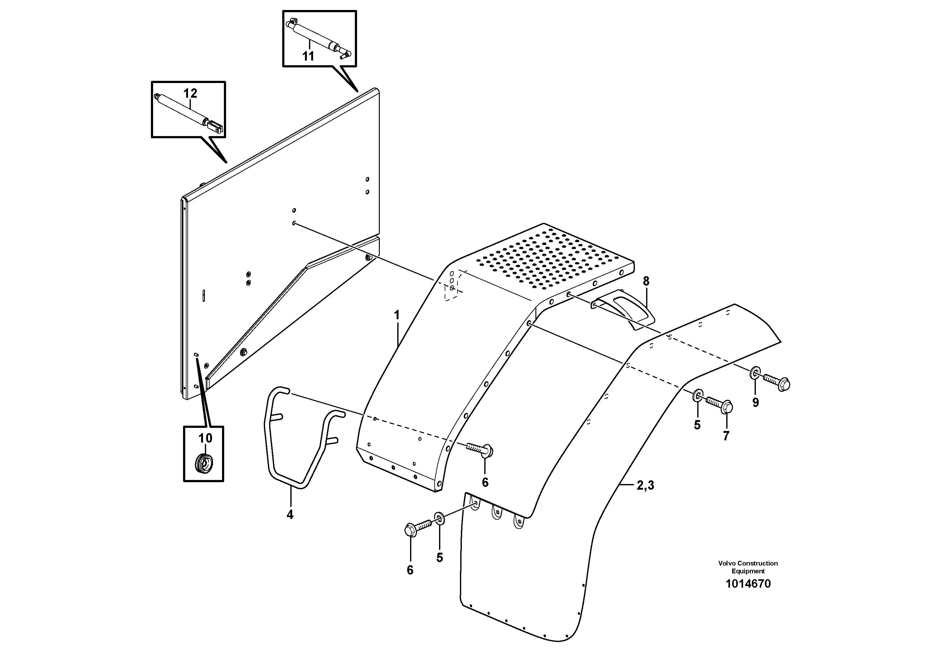 Схема запчастей Volvo L70E - 28561 Fender, rear L70E