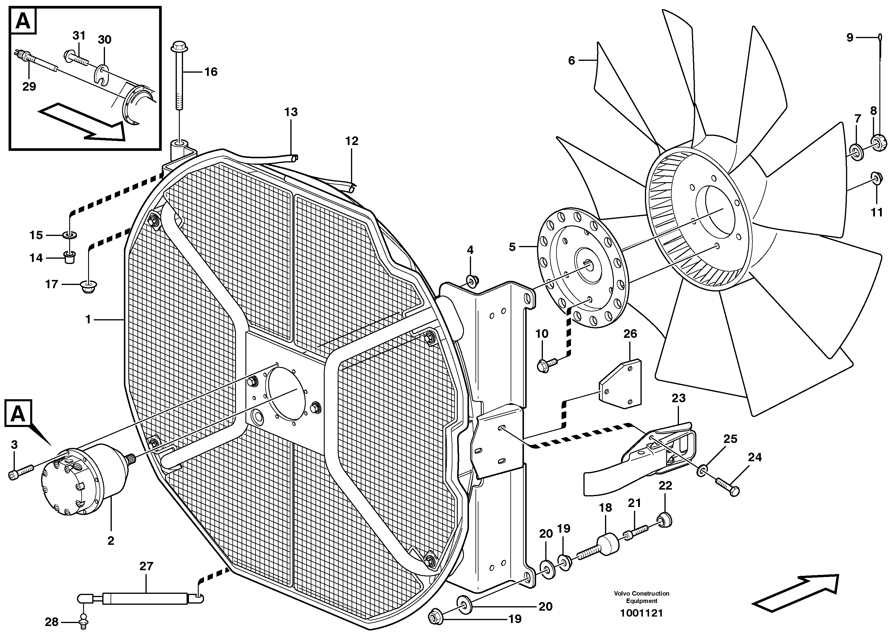 Схема запчастей Volvo L70E - 34250 Fan and fan housing L70E