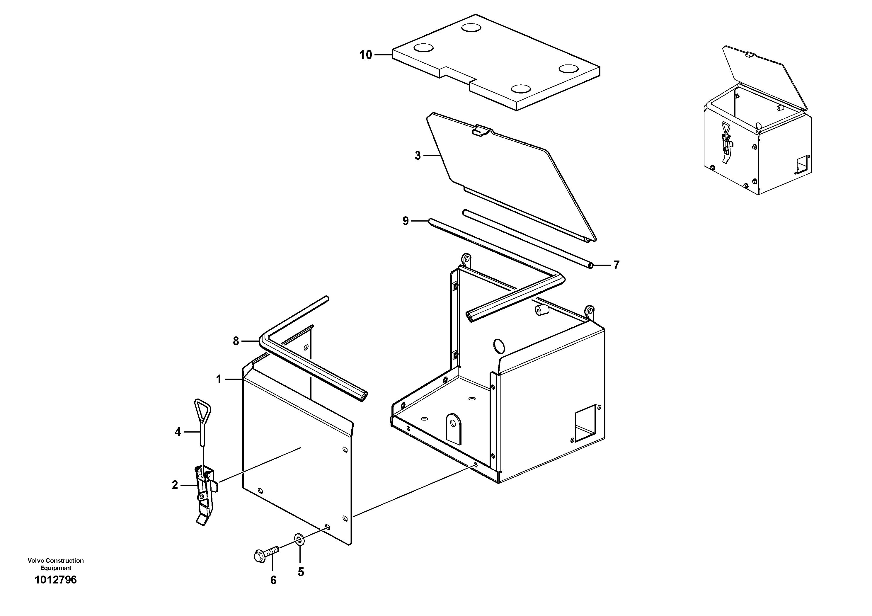 Схема запчастей Volvo L70E - 30276 Battery box L70E