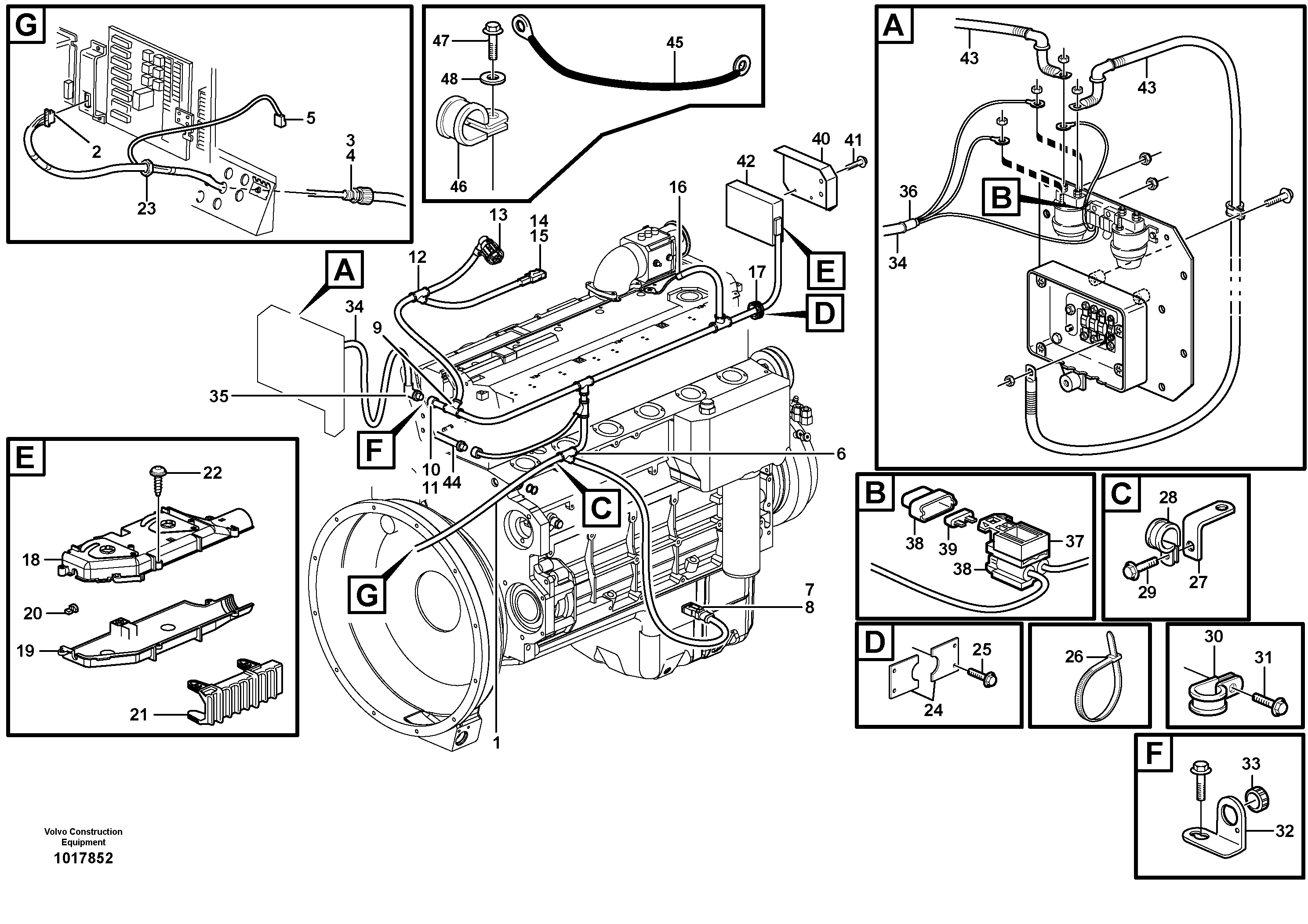 Схема запчастей Volvo L70E - 101334 Cable harness, electricaldistrib. unit - engine E-ECU L70E