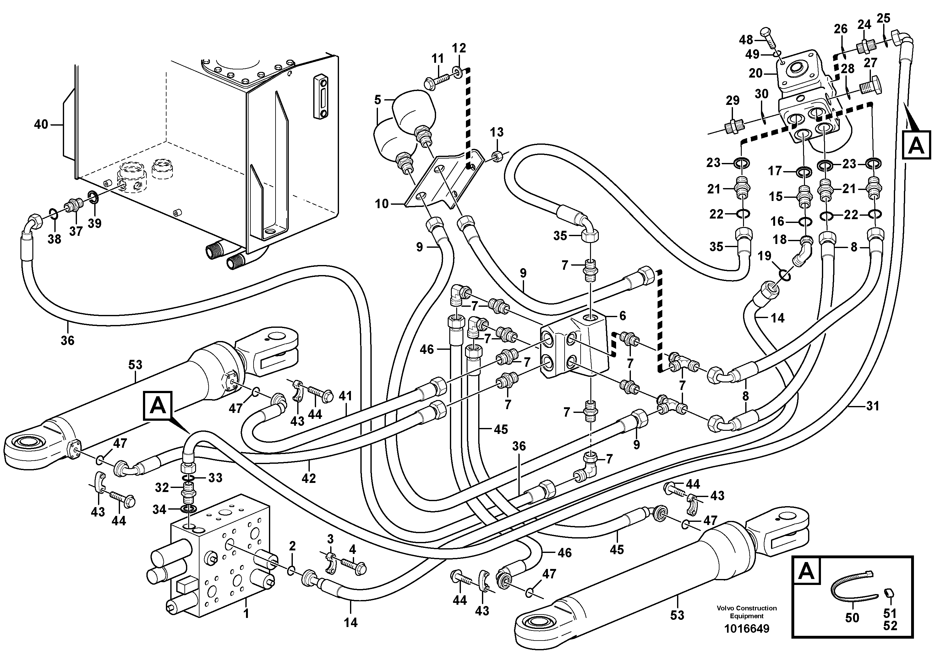 Схема запчастей Volvo L90E - 11320 Steering system, pressure and return lines L90E