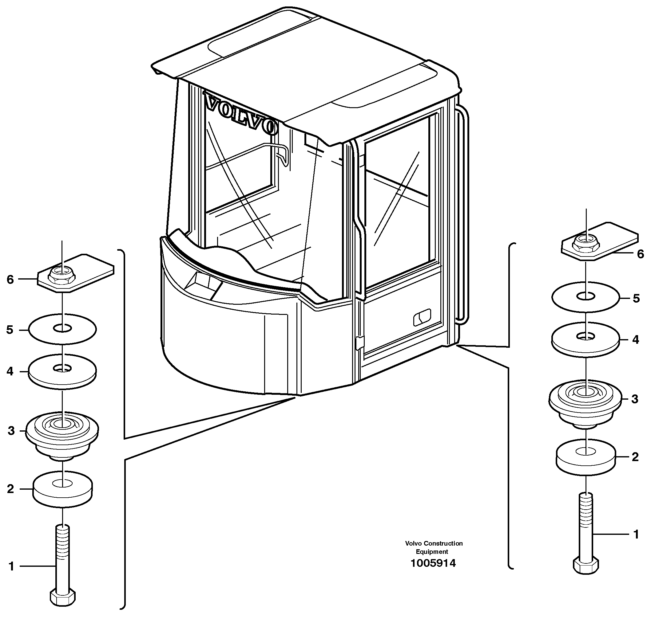 Схема запчастей Volvo L90E - 25678 Drivers cab, mounting block L90E