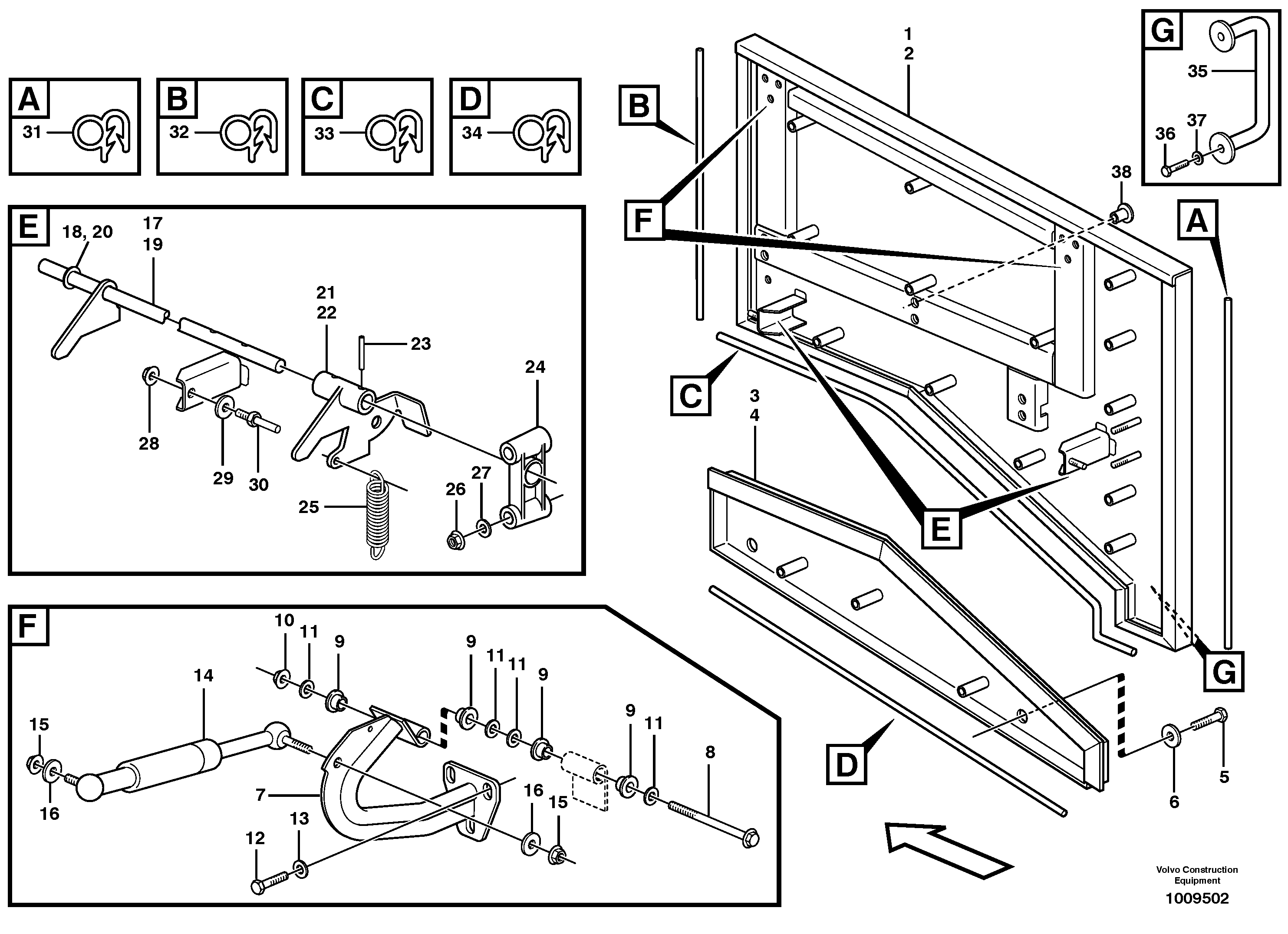 Схема запчастей Volvo L90E - 58213 Top plate, side hatches, rear L90E