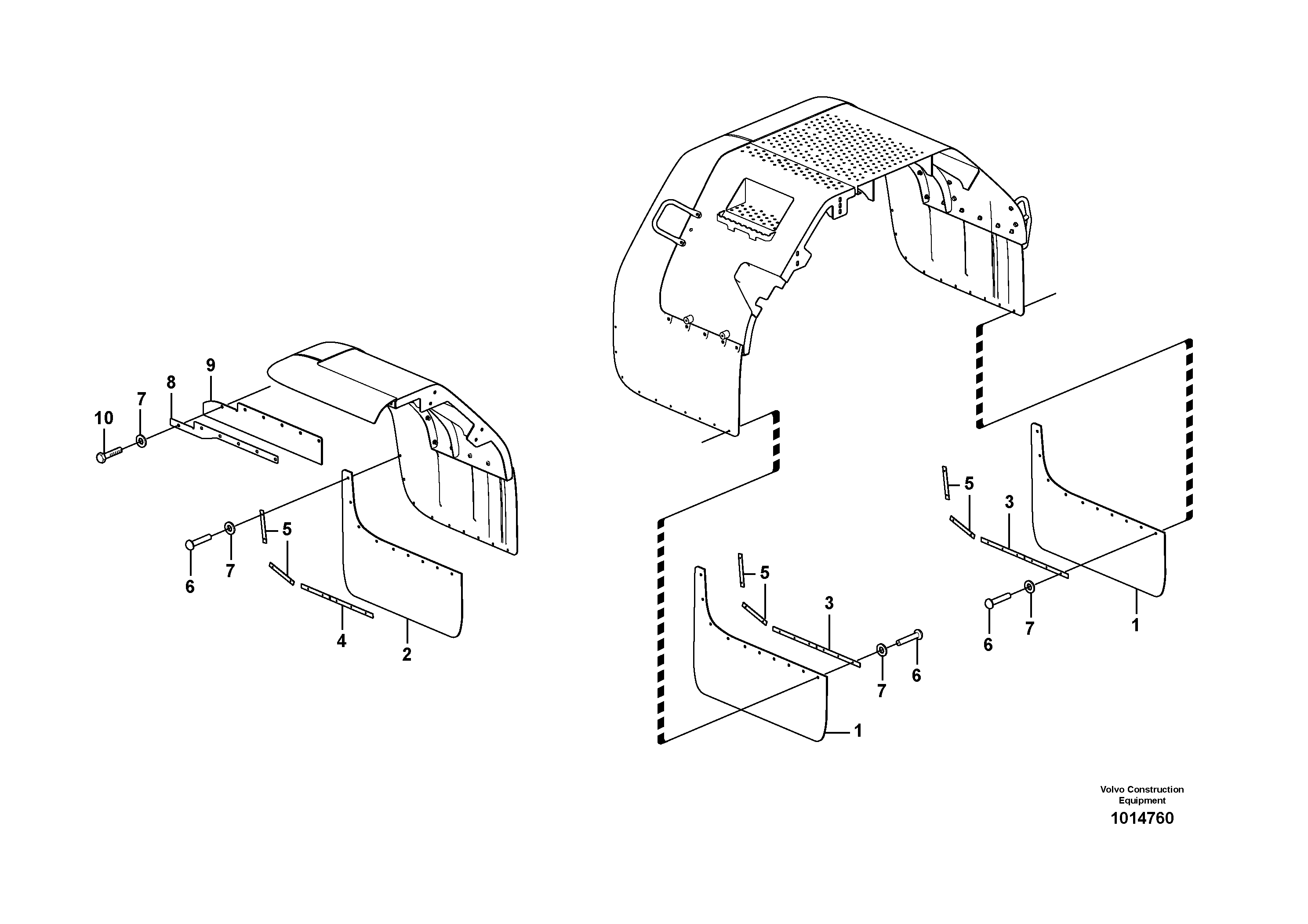 Схема запчастей Volvo L90E - 25407 Fenders, front and rear L90E