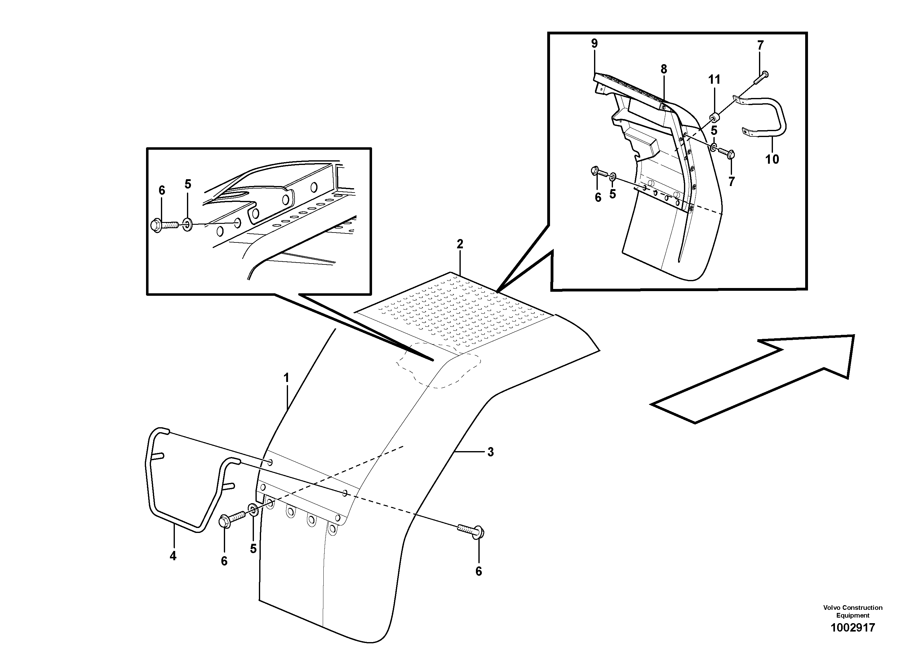 Схема запчастей Volvo L90E - 11774 Fender, rear L90E