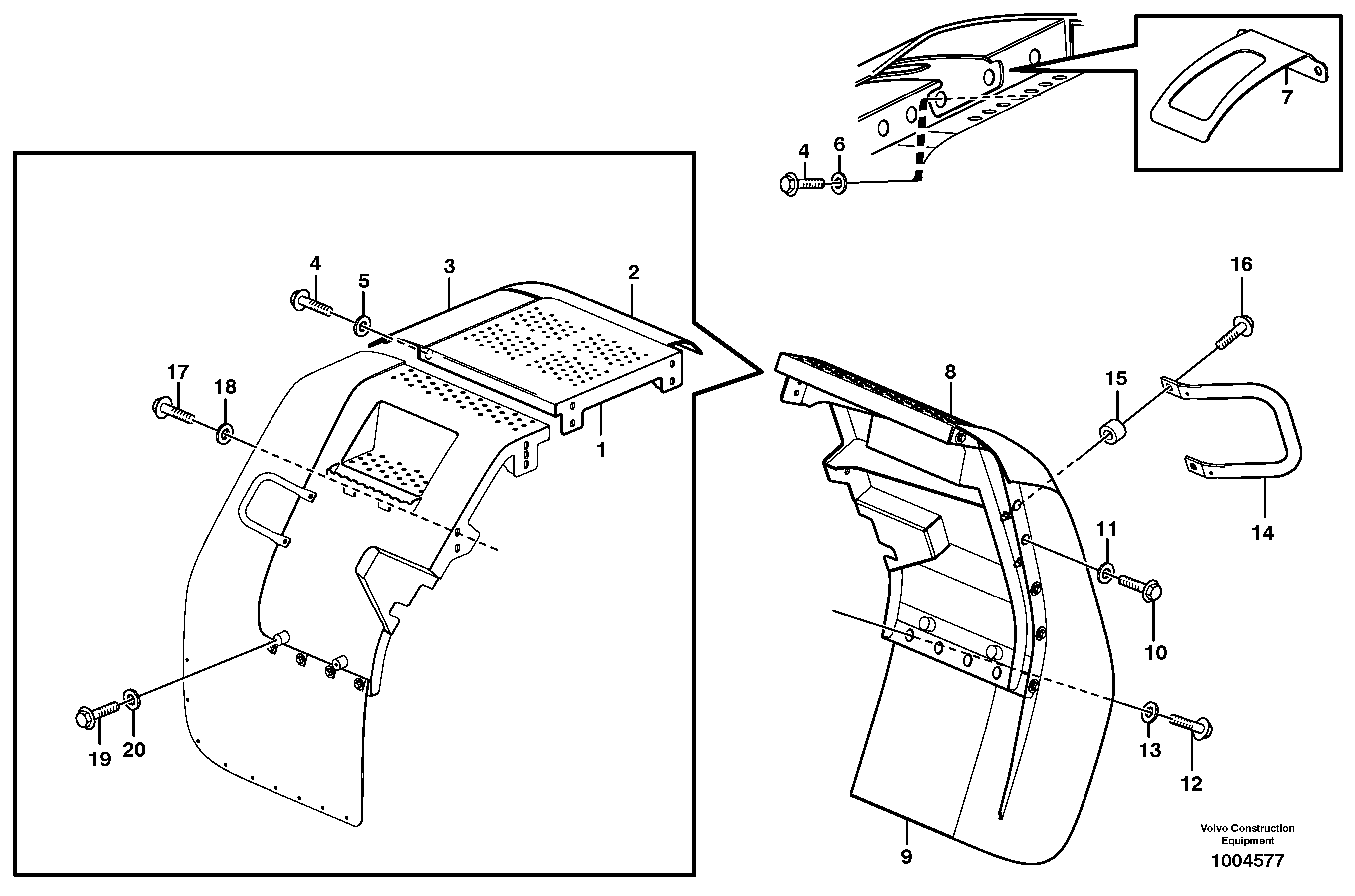 Схема запчастей Volvo L90E - 25666 Fender, rear L90E