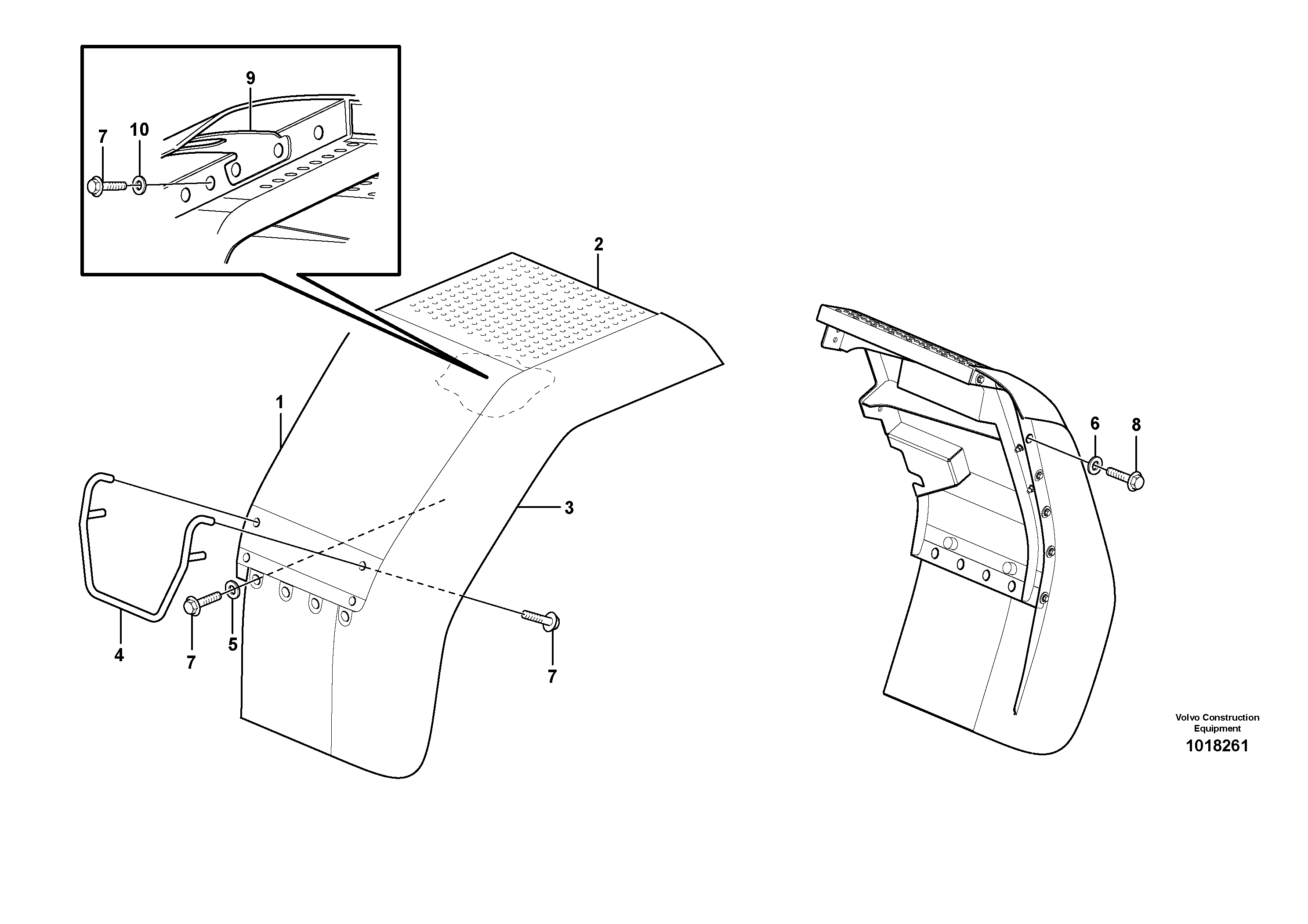 Схема запчастей Volvo L90E - 37175 Fender, rear L90E