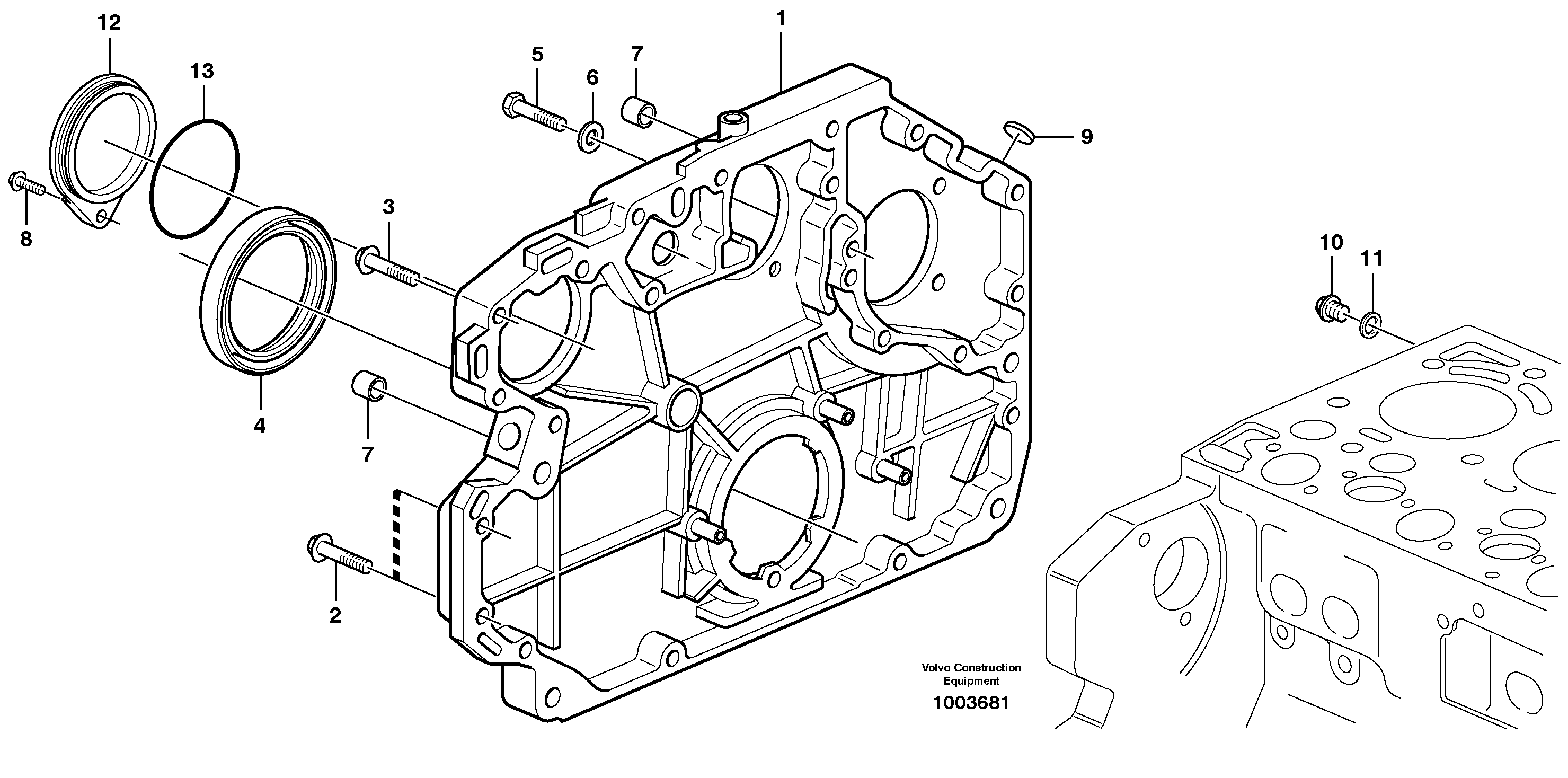 Схема запчастей Volvo L90E - 100511 Timing gear casing and gears L90E