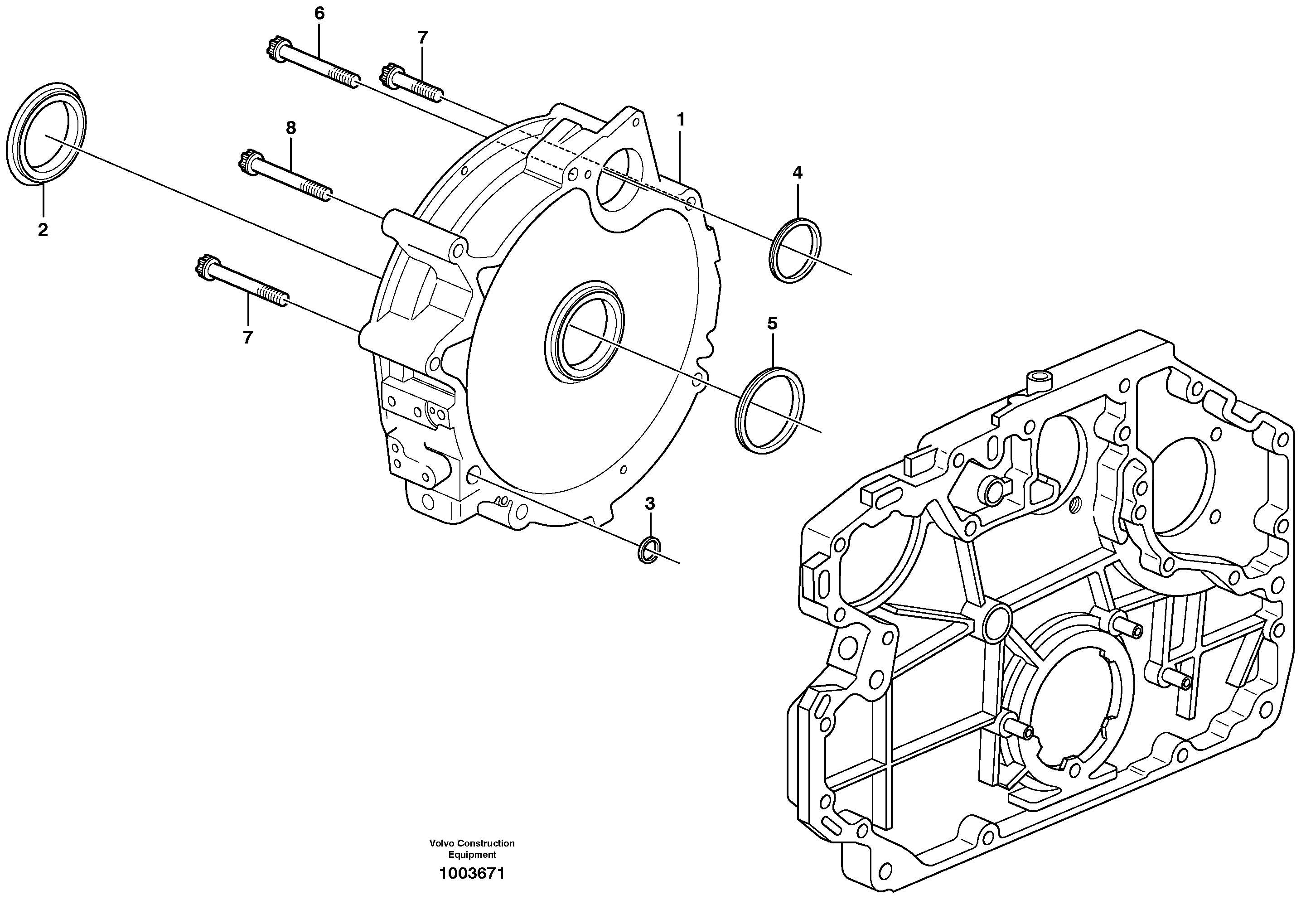 Схема запчастей Volvo L90E - 20232 Картер маховика L90E