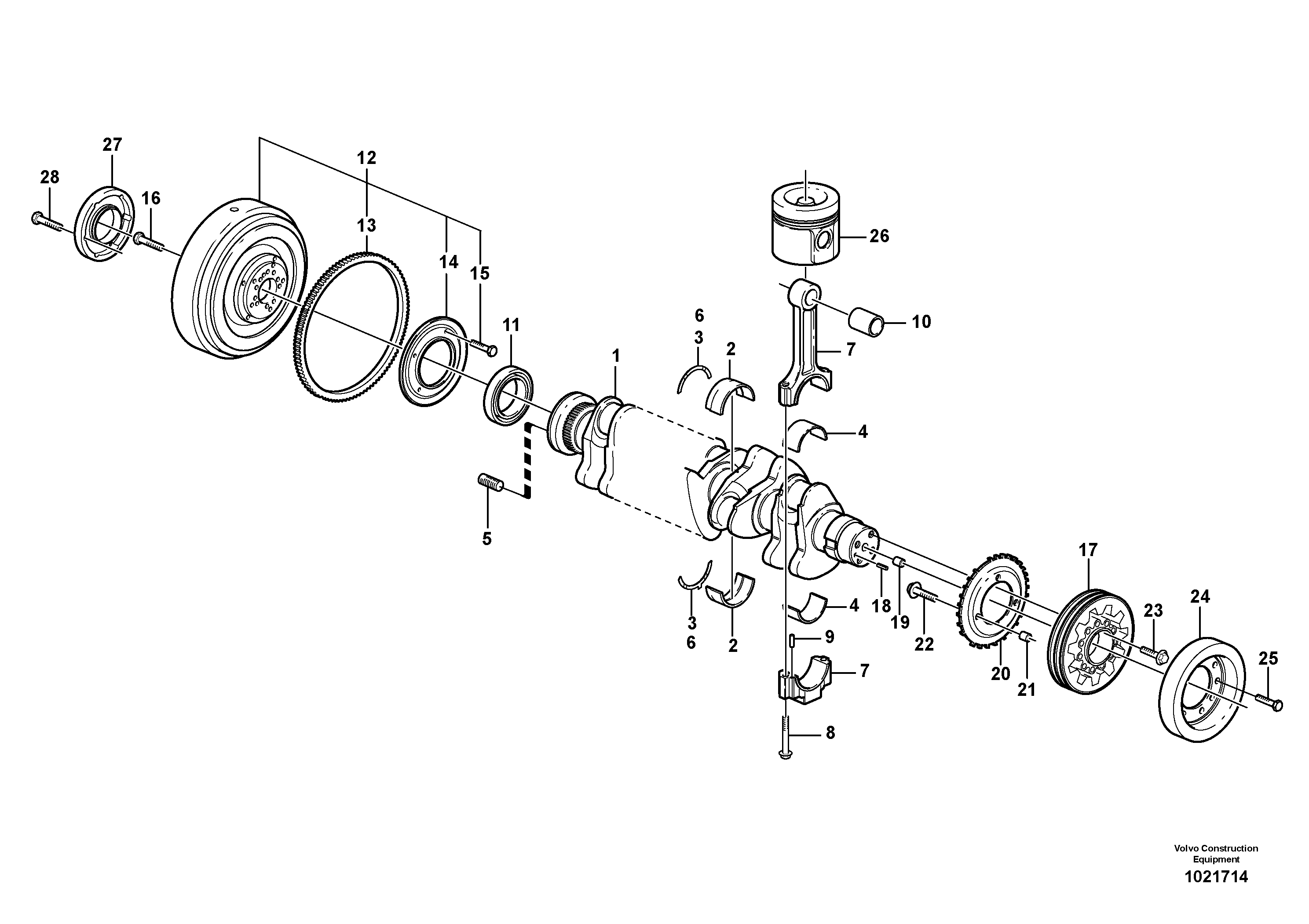 Схема запчастей Volvo L90E - 81527 Crankshaft and related parts L90E