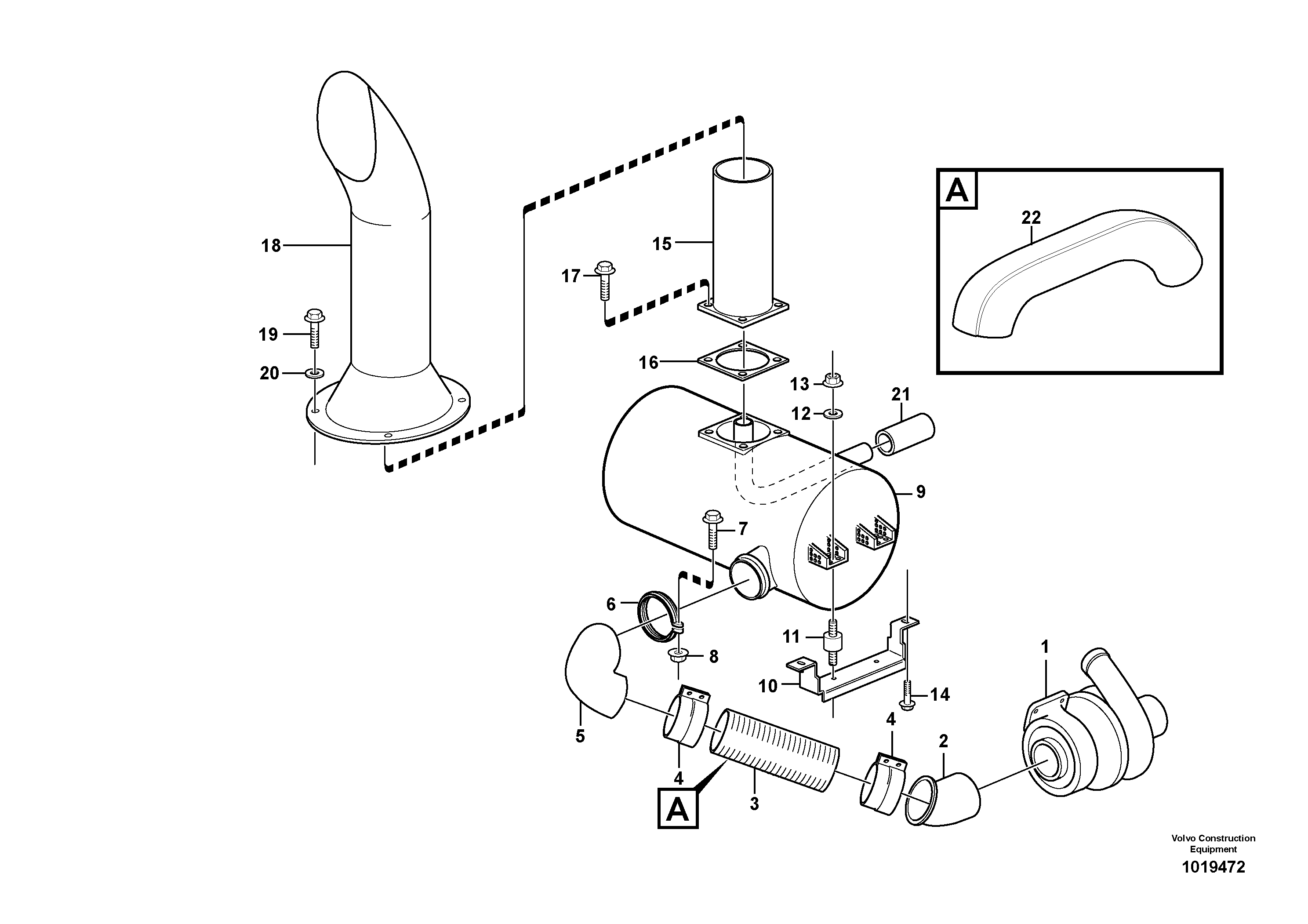 Схема запчастей Volvo L90E - 77945 Exhaust system, silencer L90E