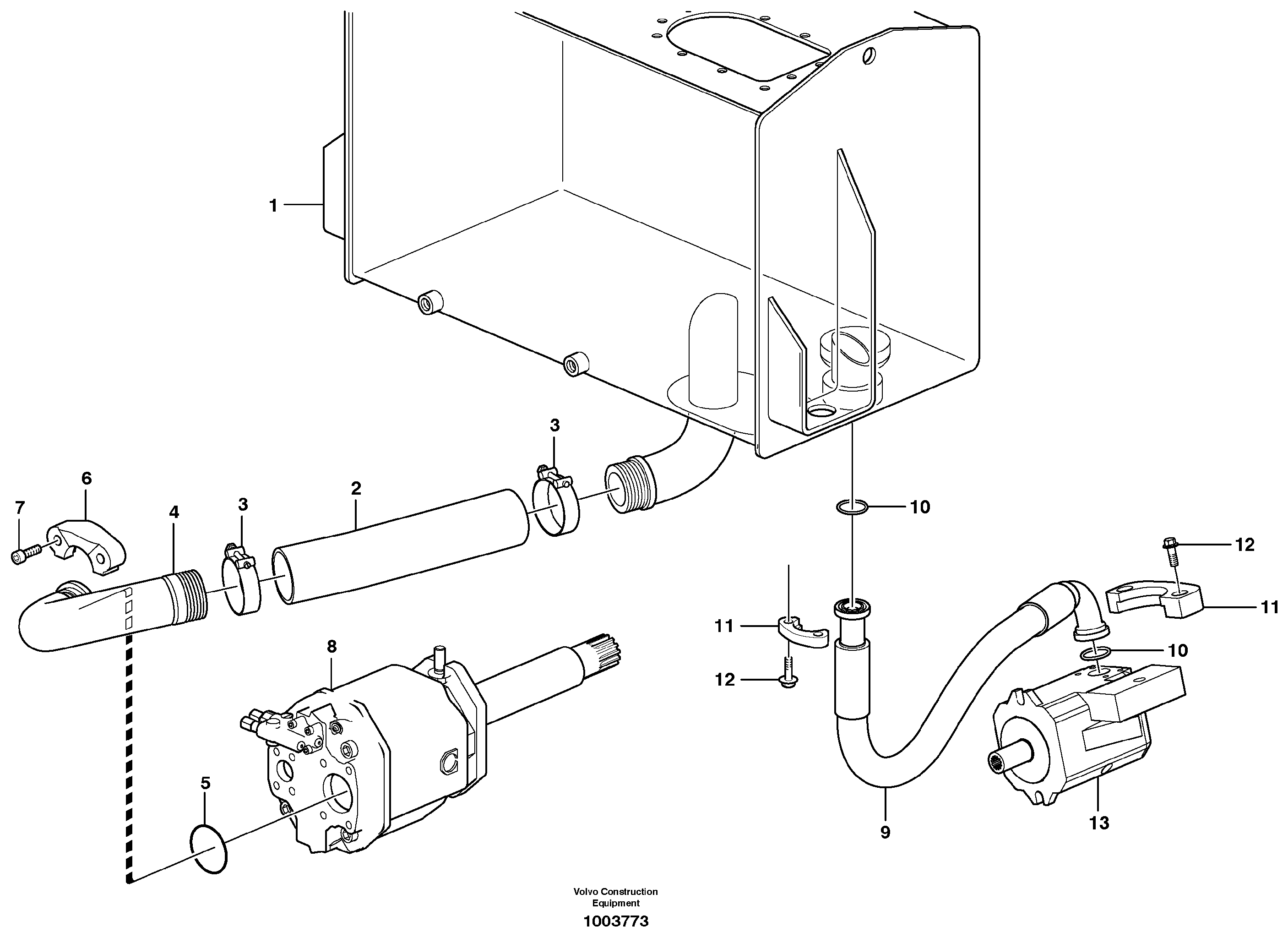 Схема запчастей Volvo L90E - 25382 Suction line, tank - pump L90E