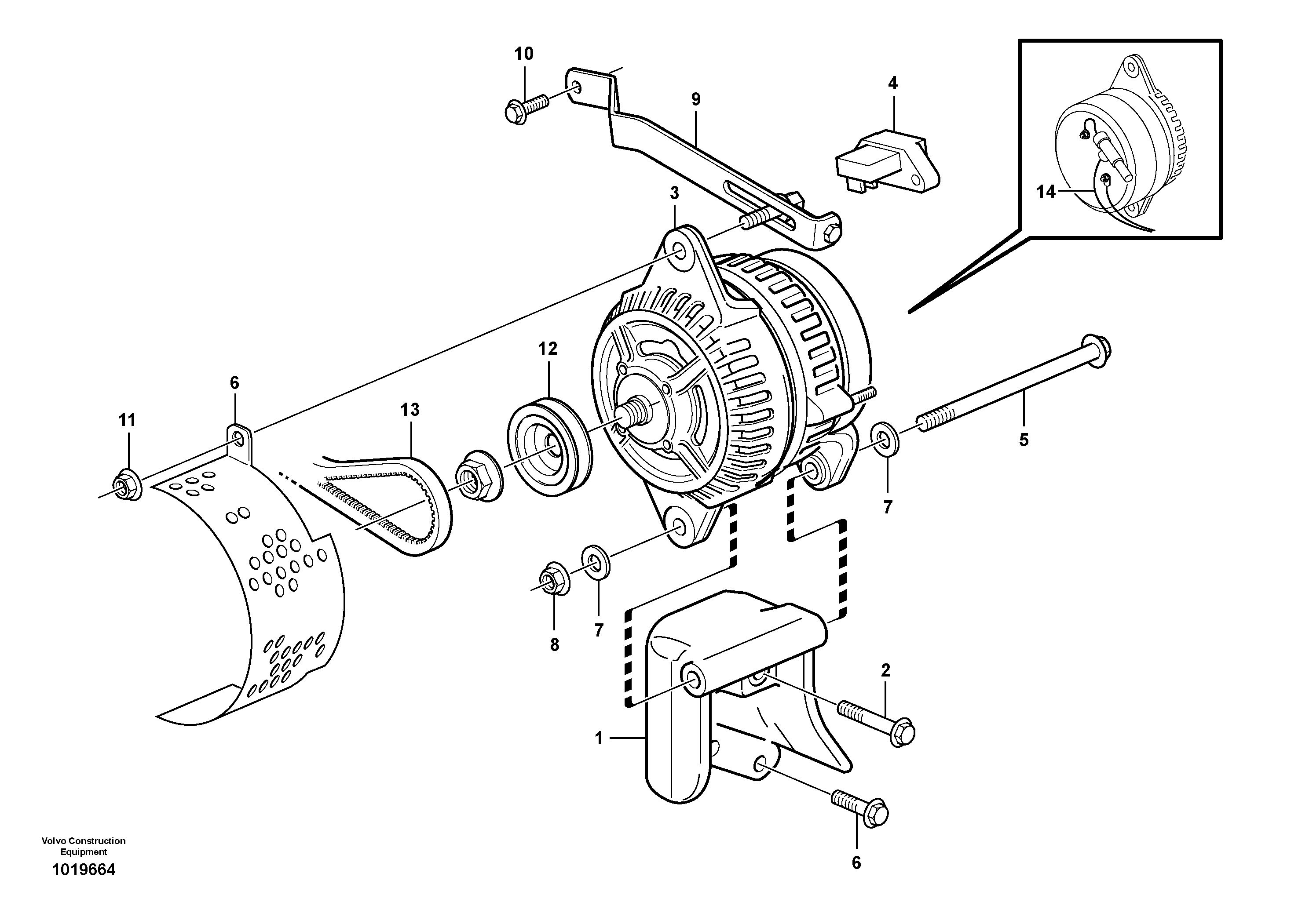 Схема запчастей Volvo L90E - 101712 Alternator with assembling details L90E