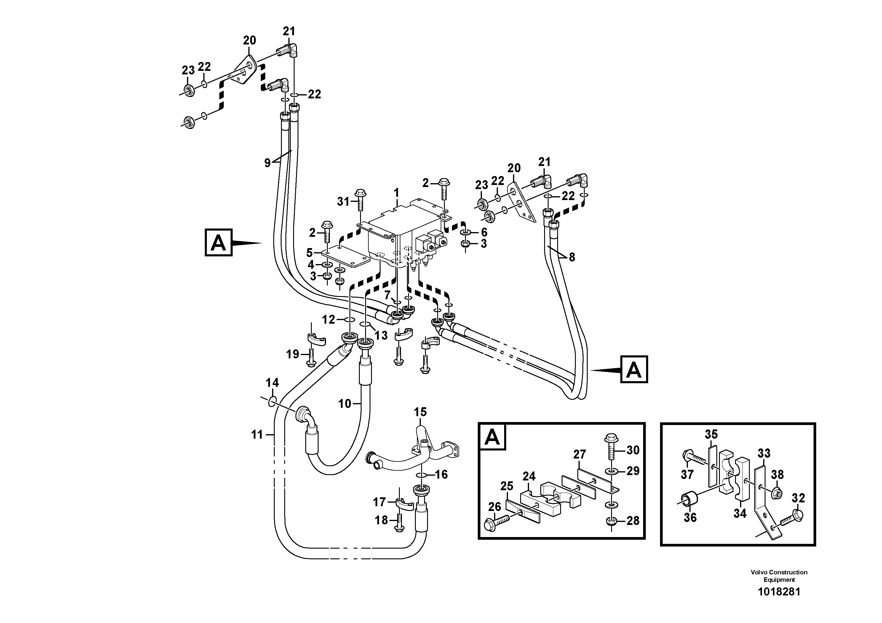 Схема запчастей Volvo L90E - 479 Hydraulic system, 3rd and 4th function. Feed and return lines L90E