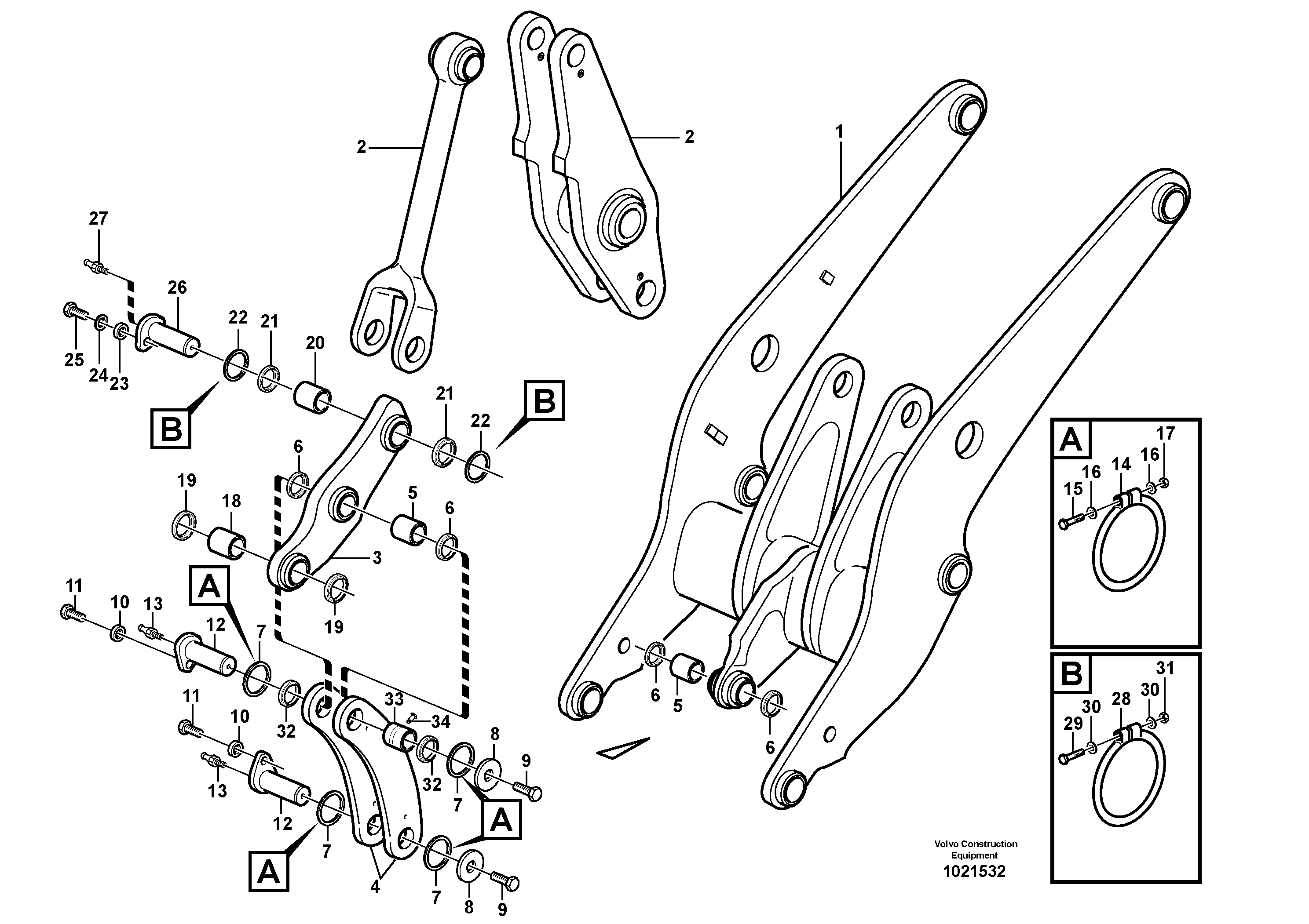 Схема запчастей Volvo L90E - 27724 Forward links with fitting parts L90E