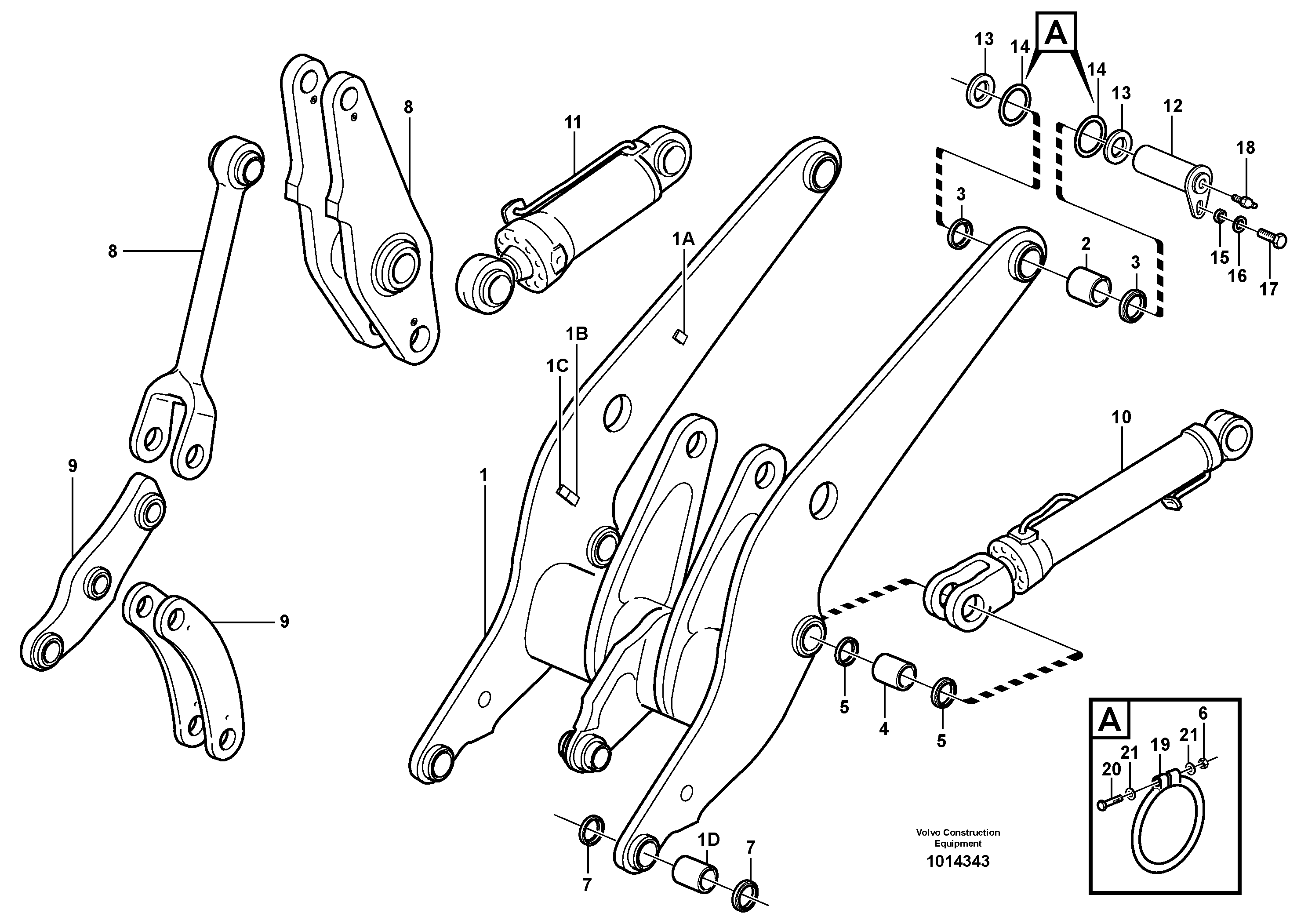 Схема запчастей Volvo L90E - 76187 Lifting frame work with assembly parts L90E