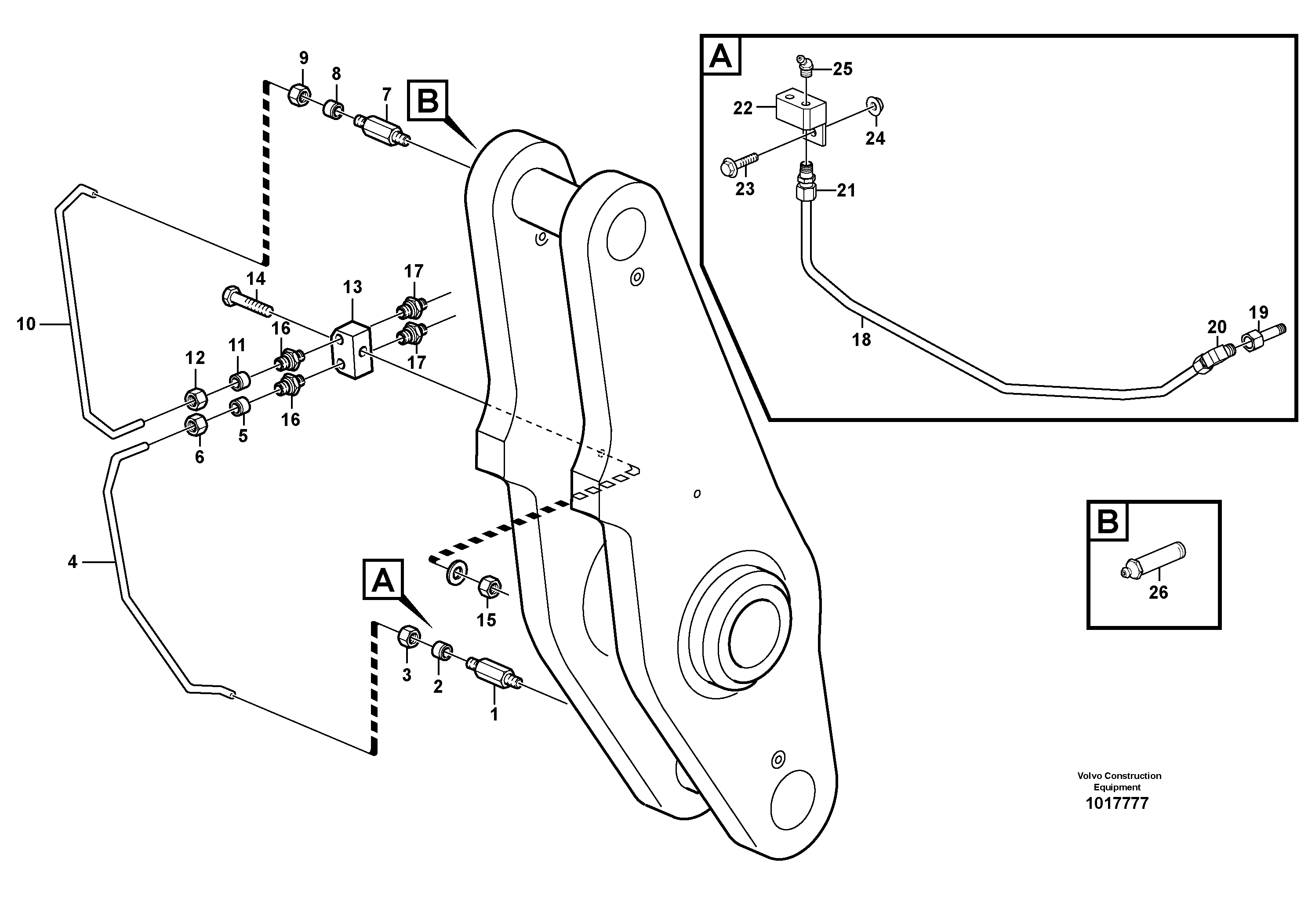 Схема запчастей Volvo L90E - 86717 Extended lube points for lift arm system L90E